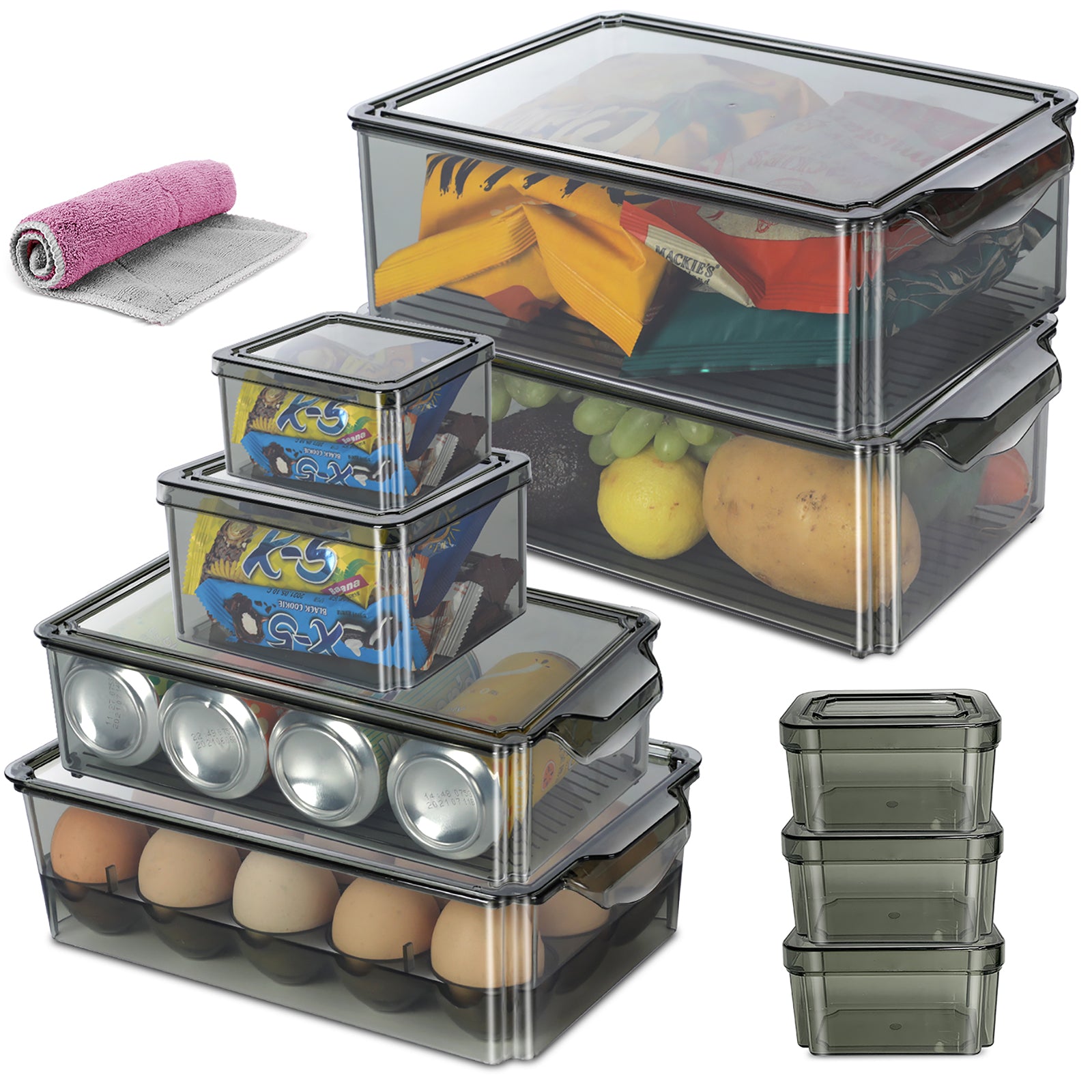 Masthome 9-Piece Fridge Storage Organizer with Egg Tray