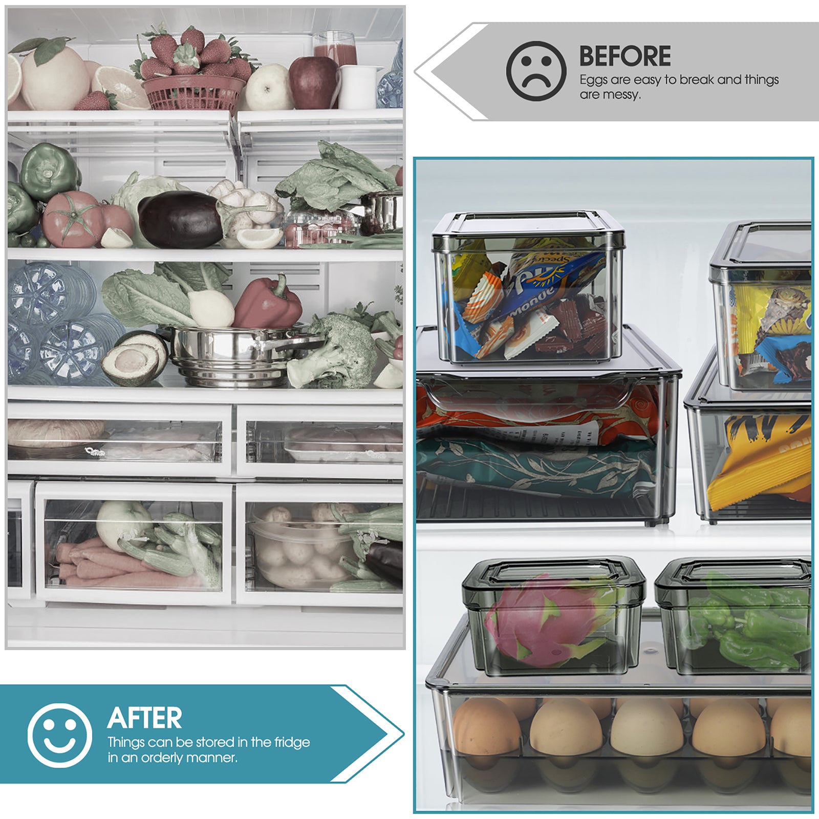 Masthome 9-Piece Fridge Storage Organizer with Egg Tray