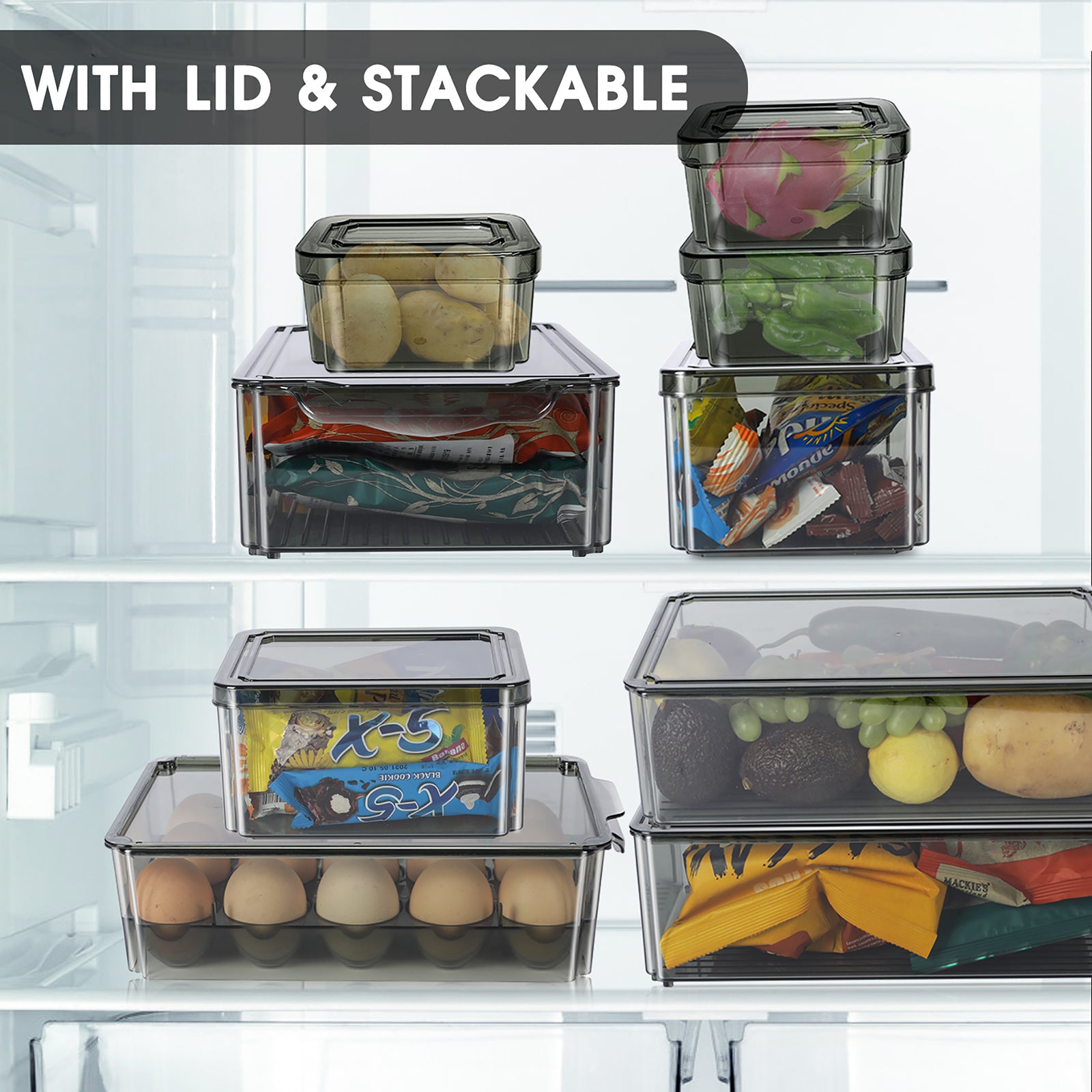 Masthome 9-Piece Fridge Storage Organizer with Egg Tray