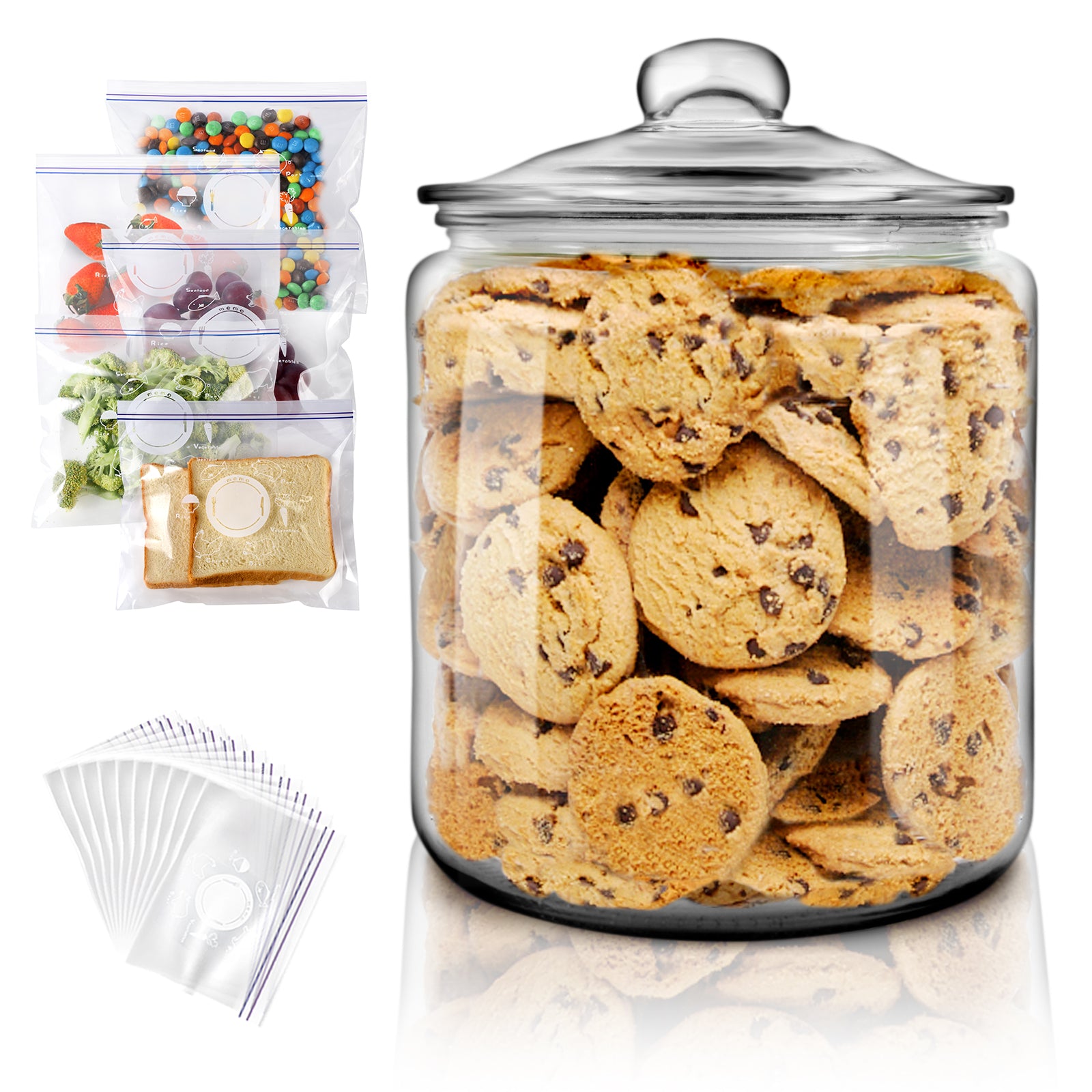 Masthome Large Glass Jar,1 Gallon Glass Jar with Lid, Airtight,Dishwasher  Safe,Wide Mouth Glass Storage Canister for Pasta,Flour,Nuts,Cookies
