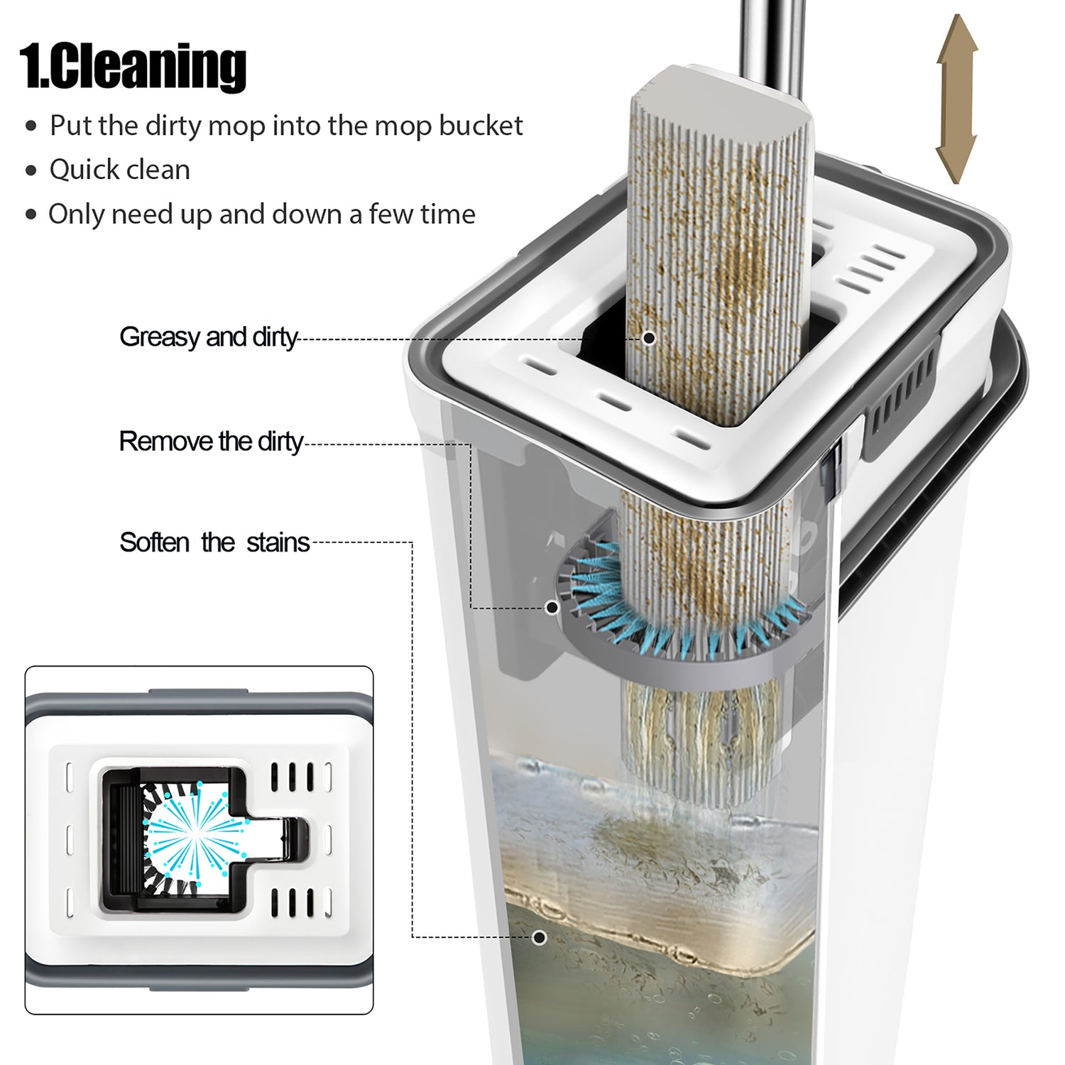 Masthome Sponge Mop and Bucket Set with 3 Refills