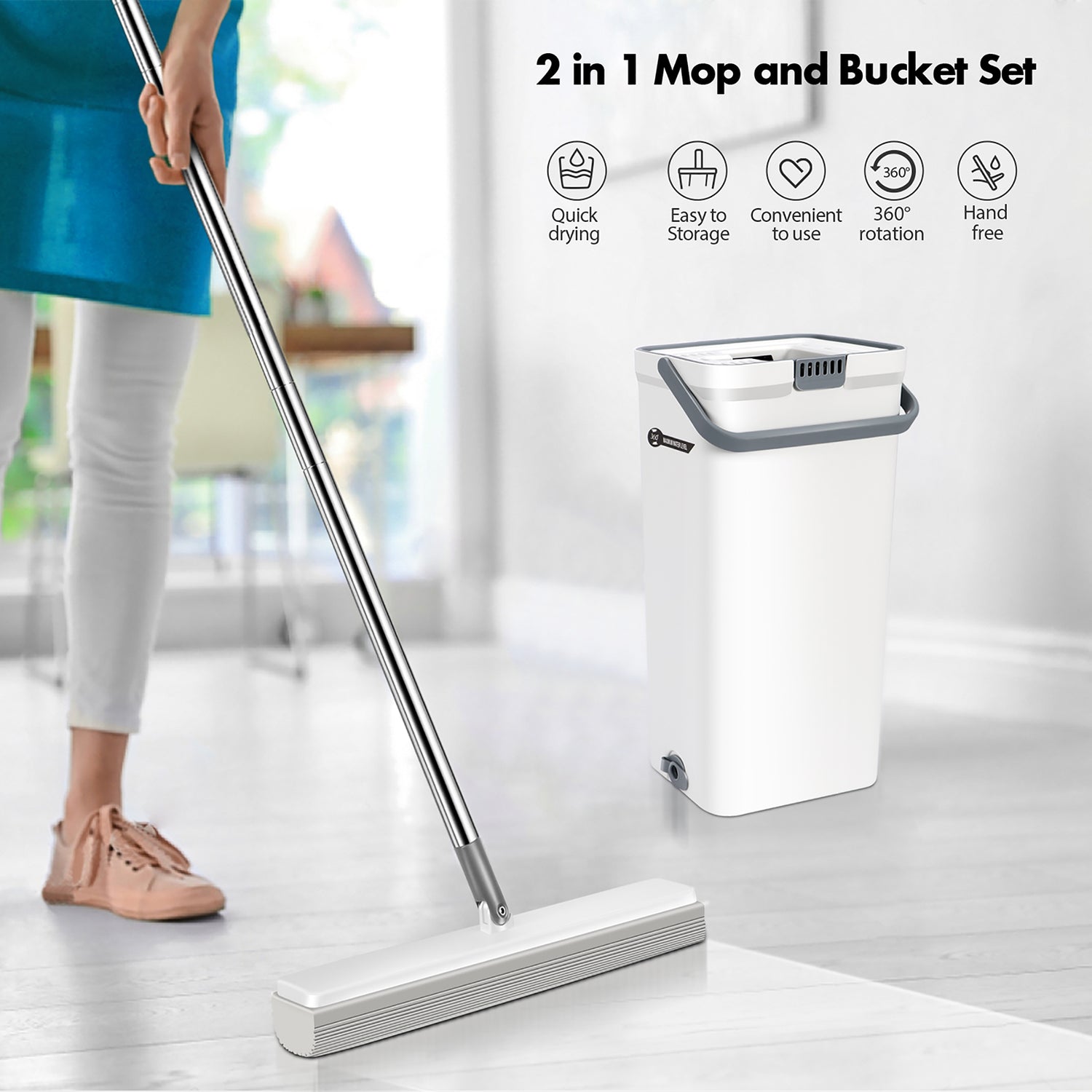 Masthome Sponge Mop and Bucket Set with 3 Refills