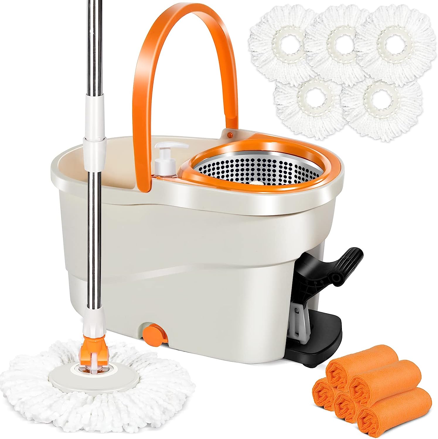 Masthome Easy Wring Spin Mop Bucket Set with Foot Pedal
