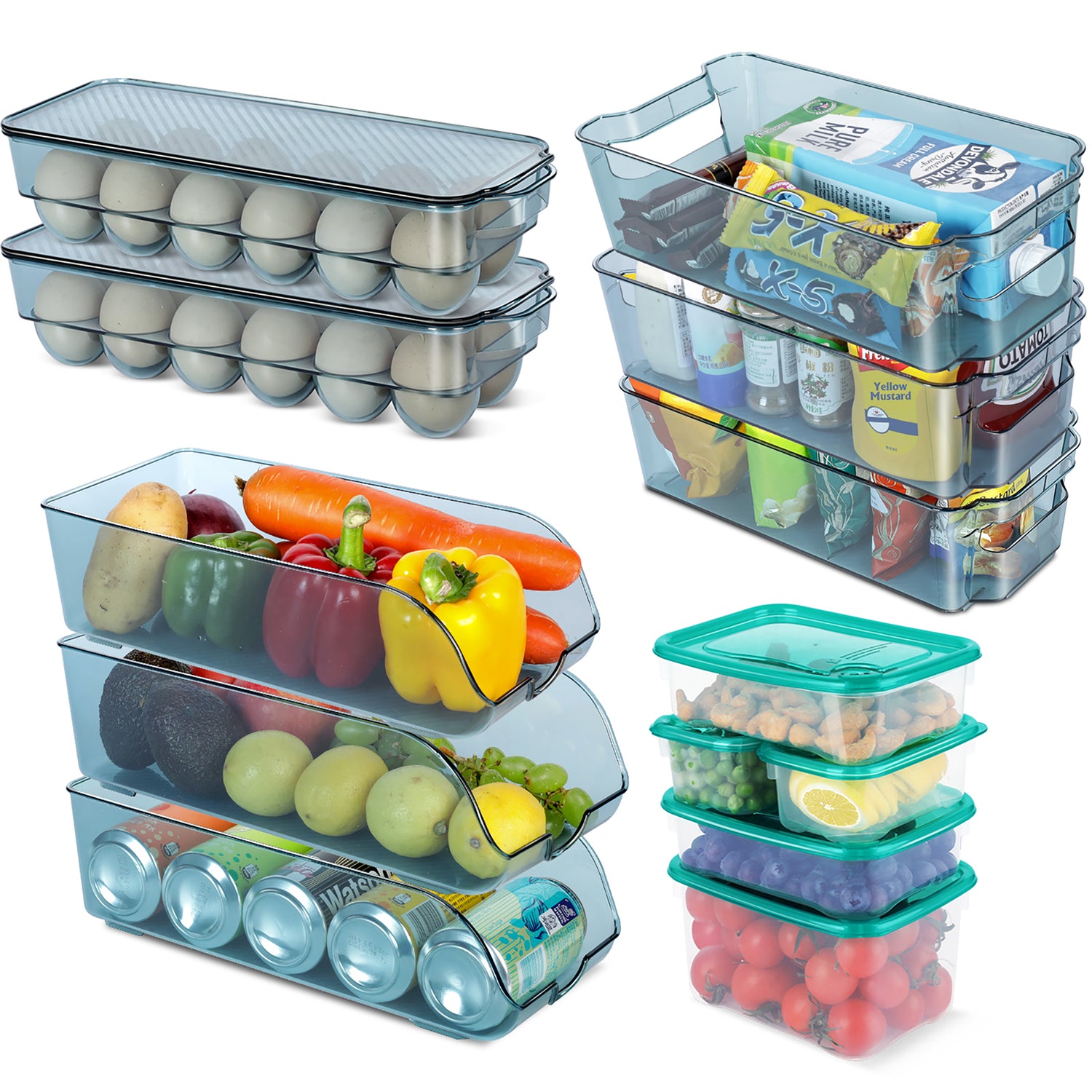 Masthome 13Pcs Fridge Organizer Refrigerator Bins with Lids