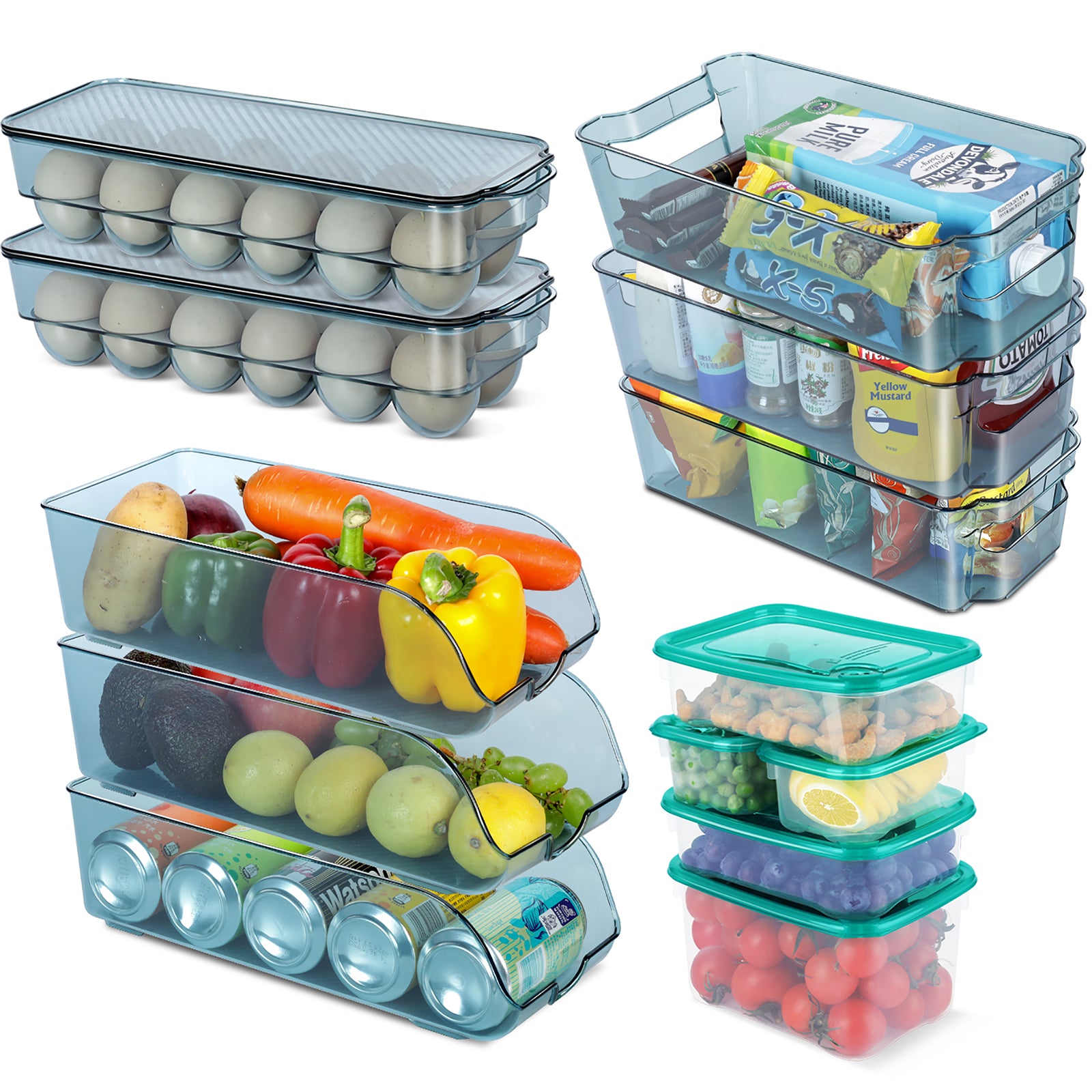 Masthome 13Pcs Fridge Organizer Refrigerator Bins with Lids