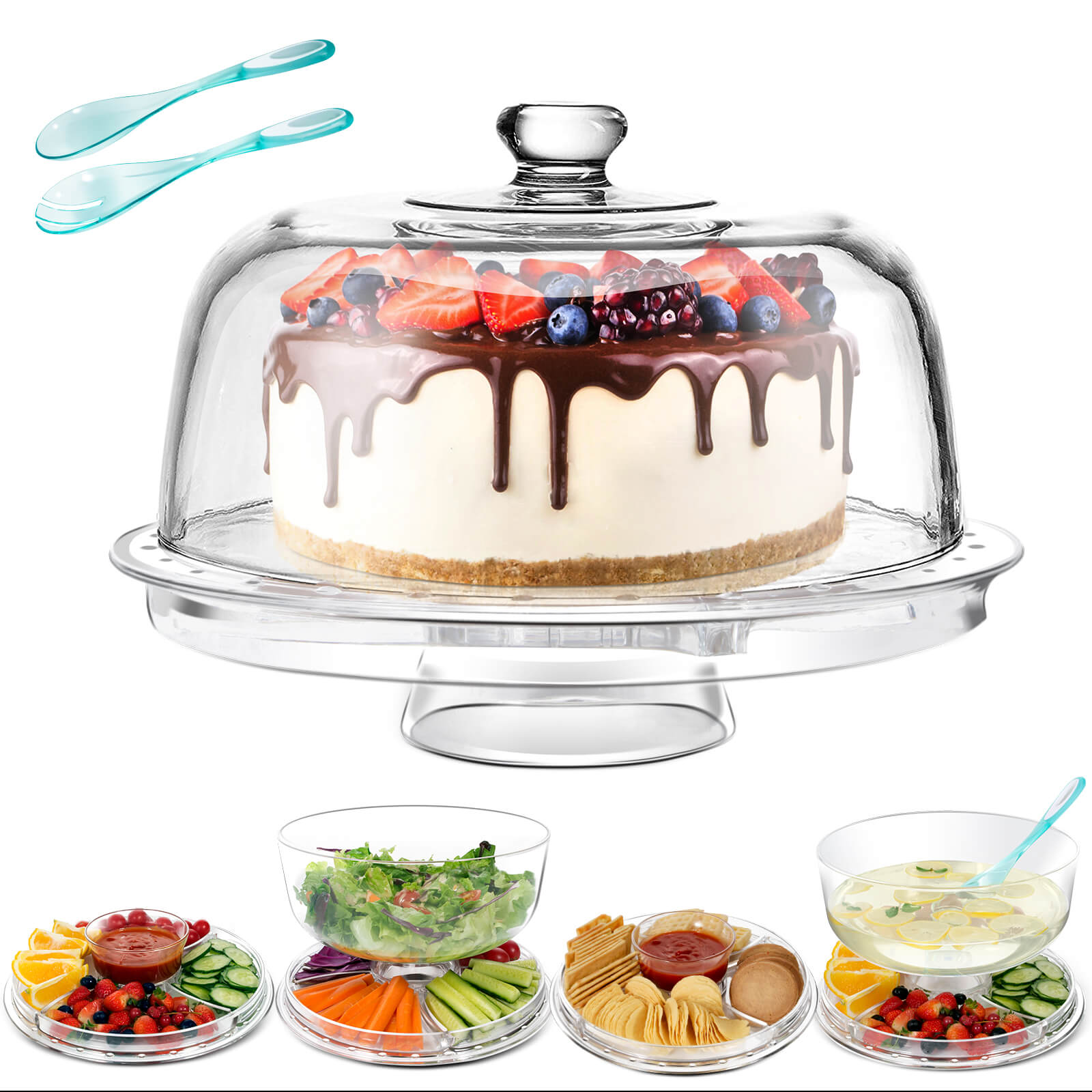 Masthome  6 in 1 Acrylic Cake Stand Salad Plates