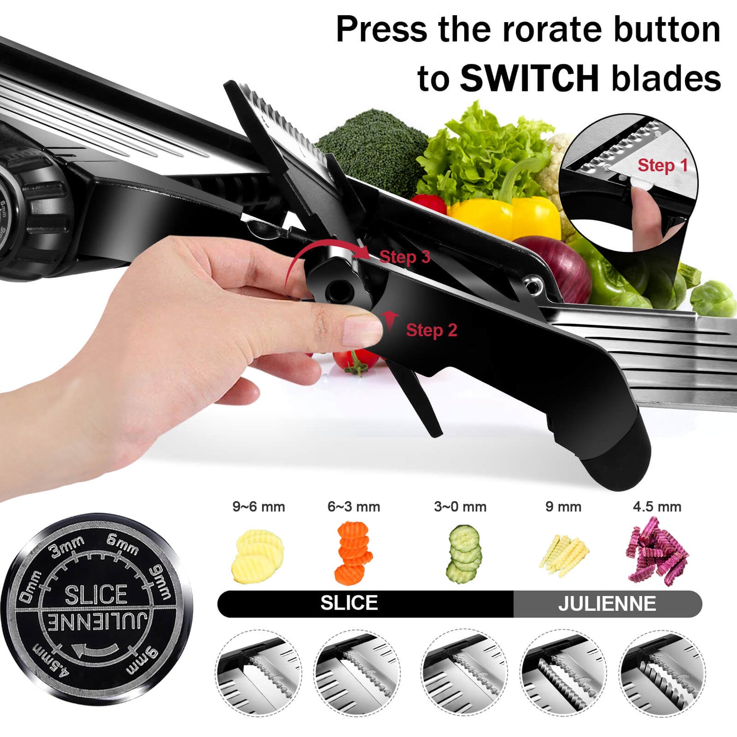 Masthome Mandoline Adjustable Stainless Steel Food Slicer