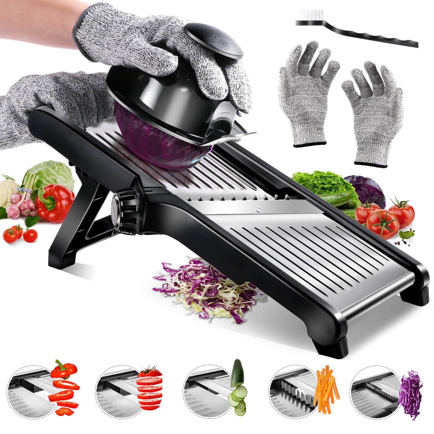 Masthome Mandoline Slicer Stainless Steel Adjustable Blade