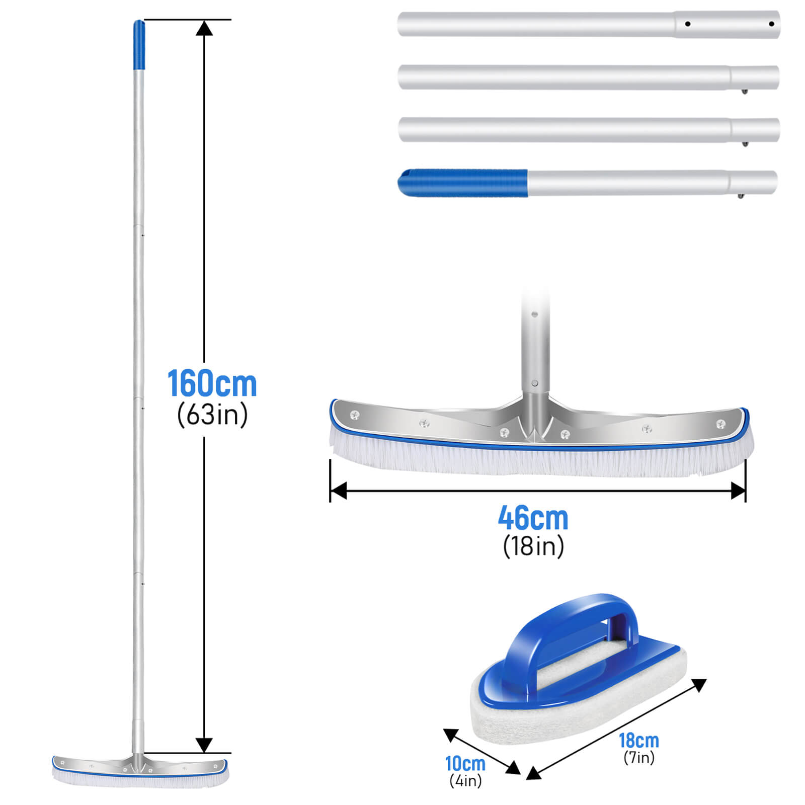 Masthome Swimming Pool Wall and Tile Cleaning Brush 18"