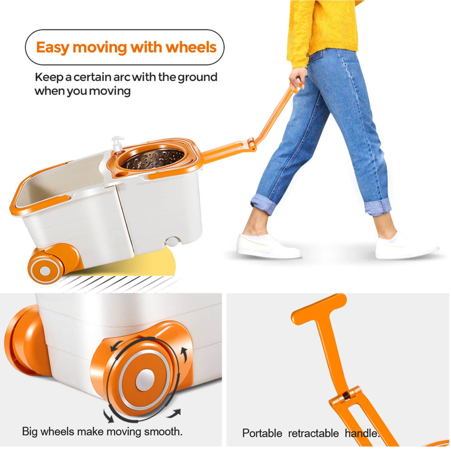 Masthome Easy Wring Microfiber Spin Mop & Bucket System Set