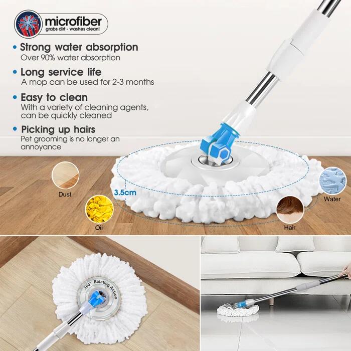 Masthome 2 in 1 Spin Mop and Bucket with 3 Refills