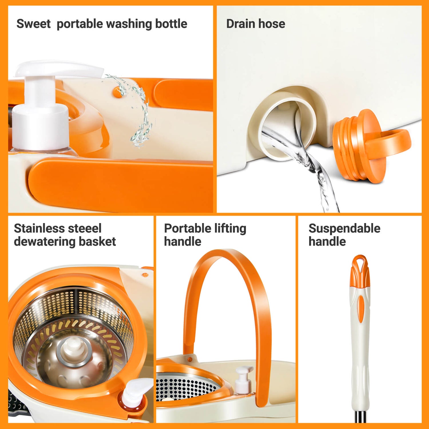 Spin mop system with foot pedal