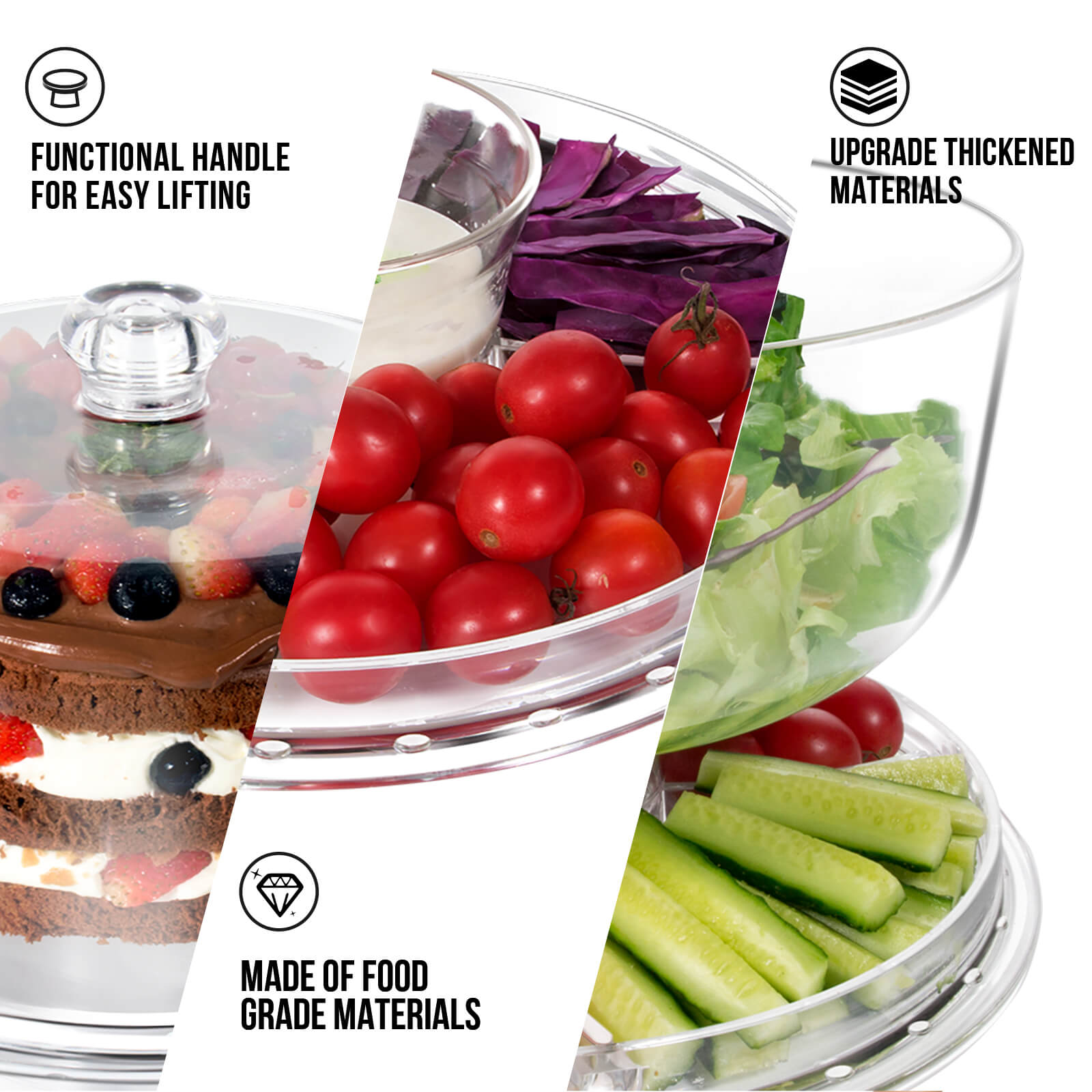 Masthome  6 in 1 Acrylic Cake Stand Salad Plates