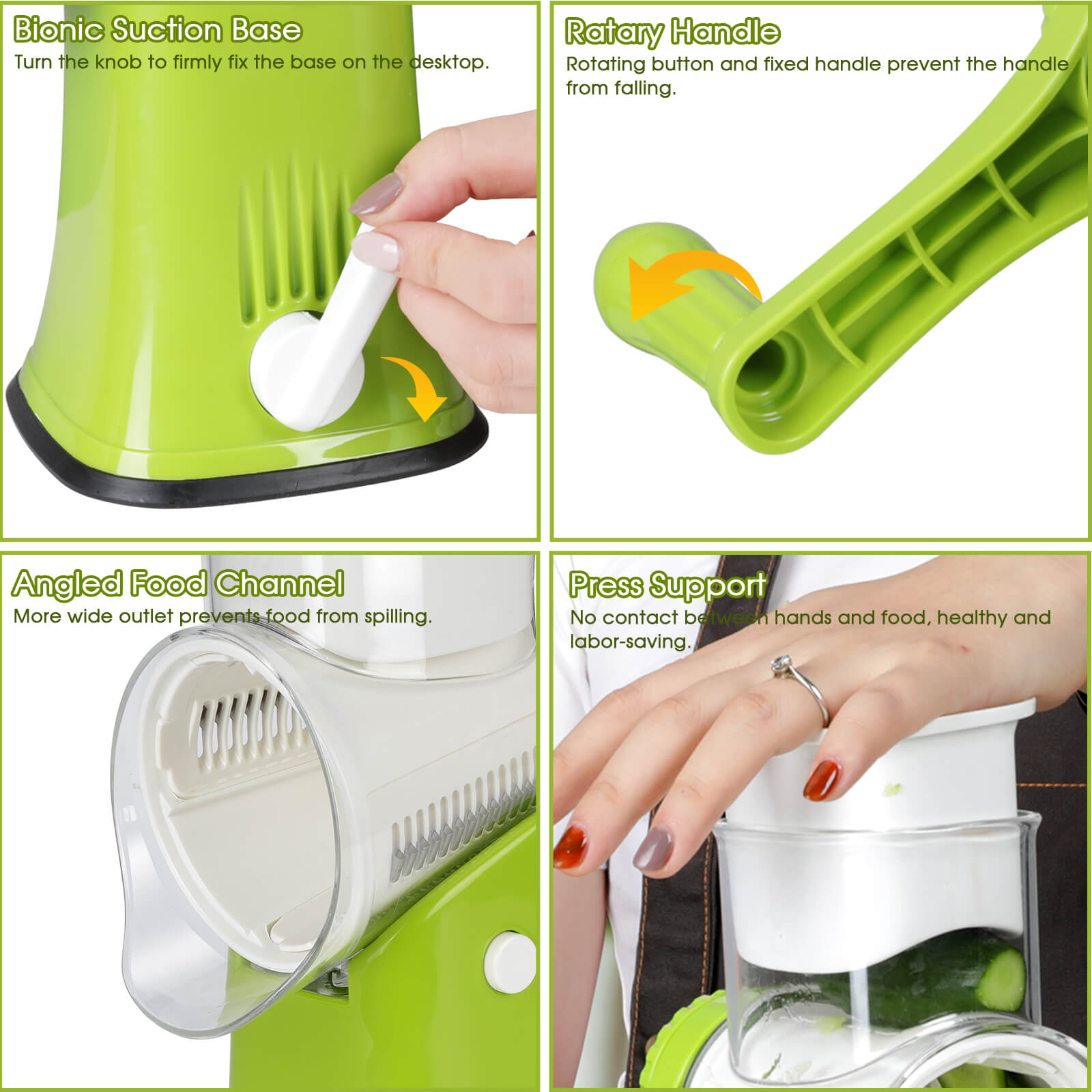 Masthome Rotary Cheese Grater Shredder with 5 Interchangeable Blades