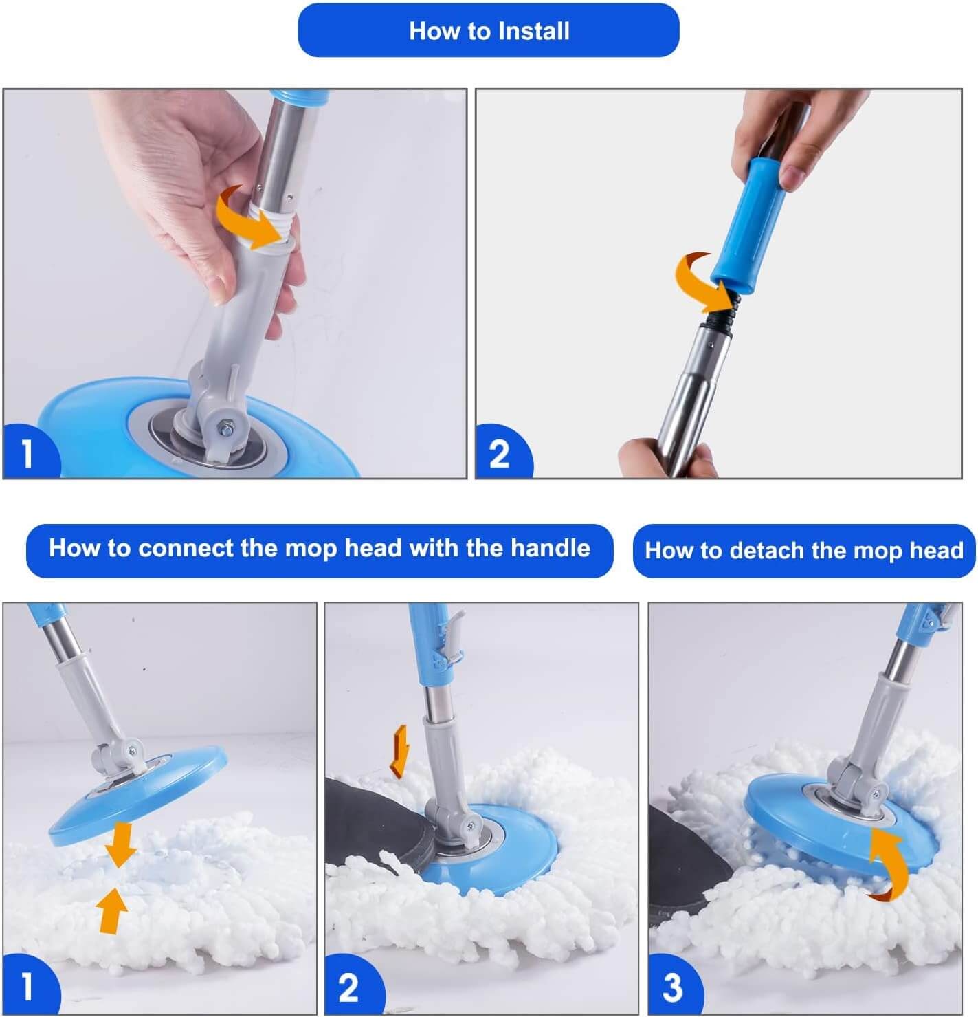 Masthome Microfiber Mop Refill Pack of 3