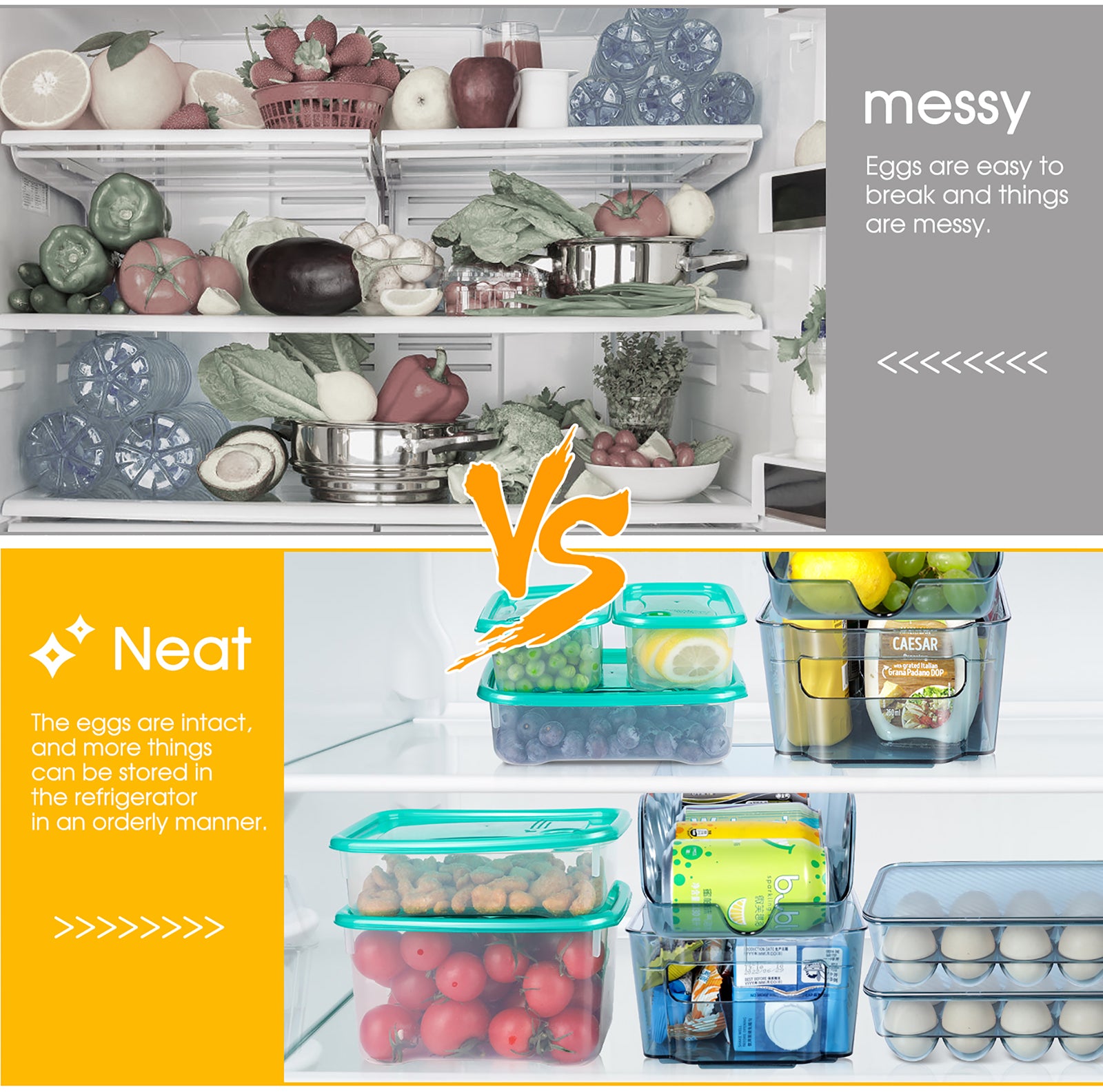 Masthome 13Pcs Fridge Organizer Refrigerator Bins with Lids