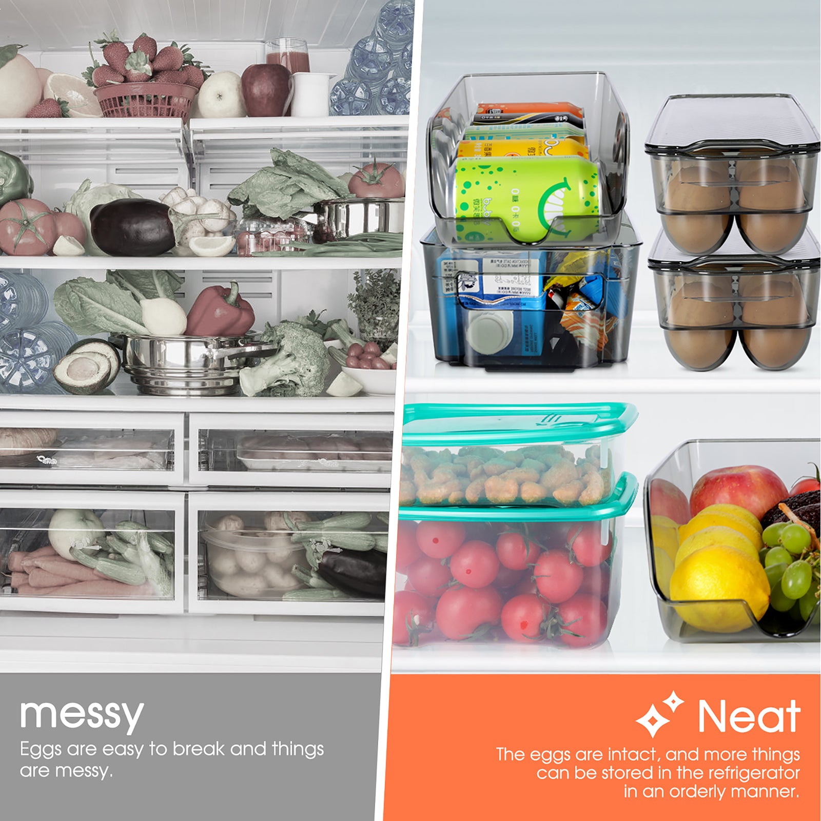 Masthome 13Pcs Fridge Organizer Refrigerator Bins with Lids