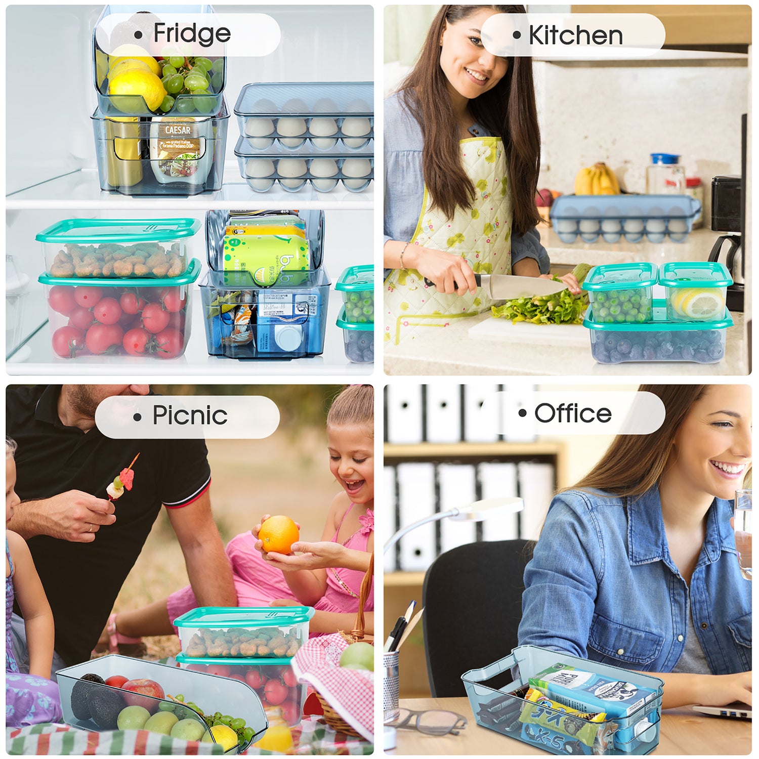 Masthome 13Pcs Fridge Organizer Refrigerator Bins with Lids