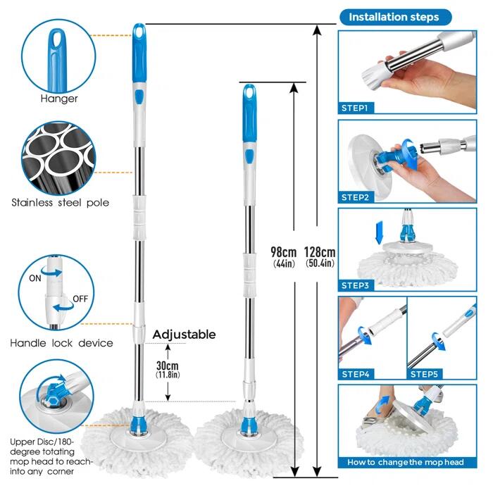 Masthome 2 in 1 Spin Mop and Bucket with 3 Refills