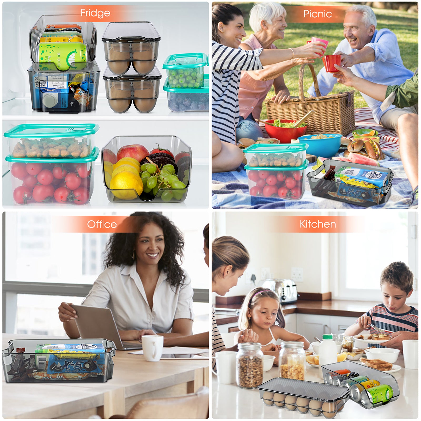 Masthome 13Pcs Fridge Organizer Refrigerator Bins with Lids