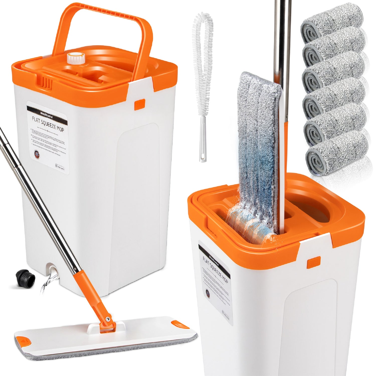 Masthome Sewage Separate Floor Flat Mop - 6 Mop Pads
