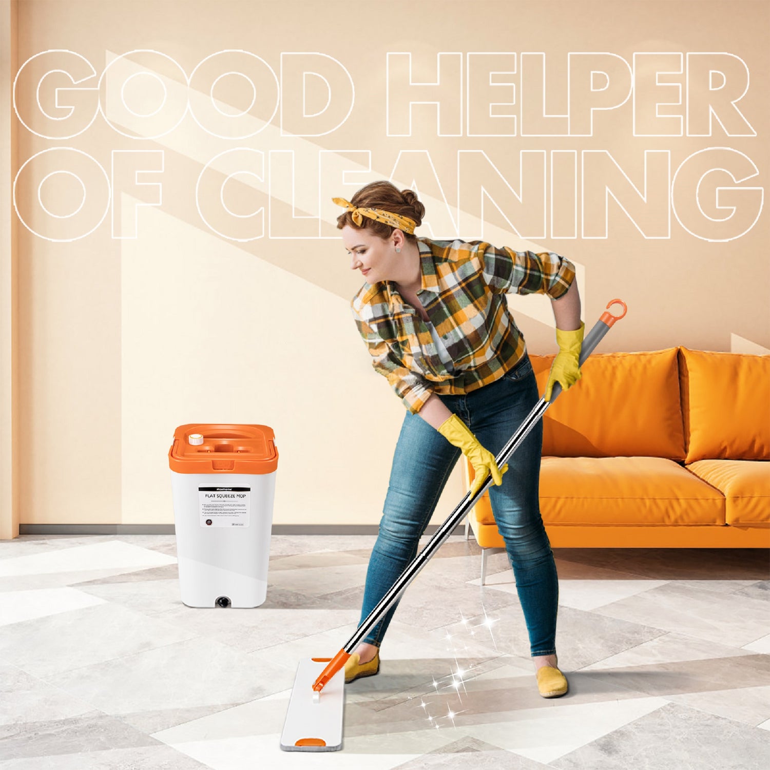 Masthome Sewage Separate Floor Flat Mop - 6 Mop Pads