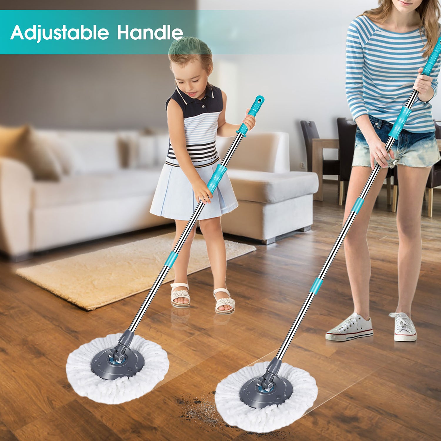 Masthome Spin Mop and Bucket with 6 Microfiber Mop Pads