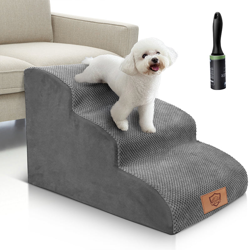 3 Tier Foam Dog Stair, Grey