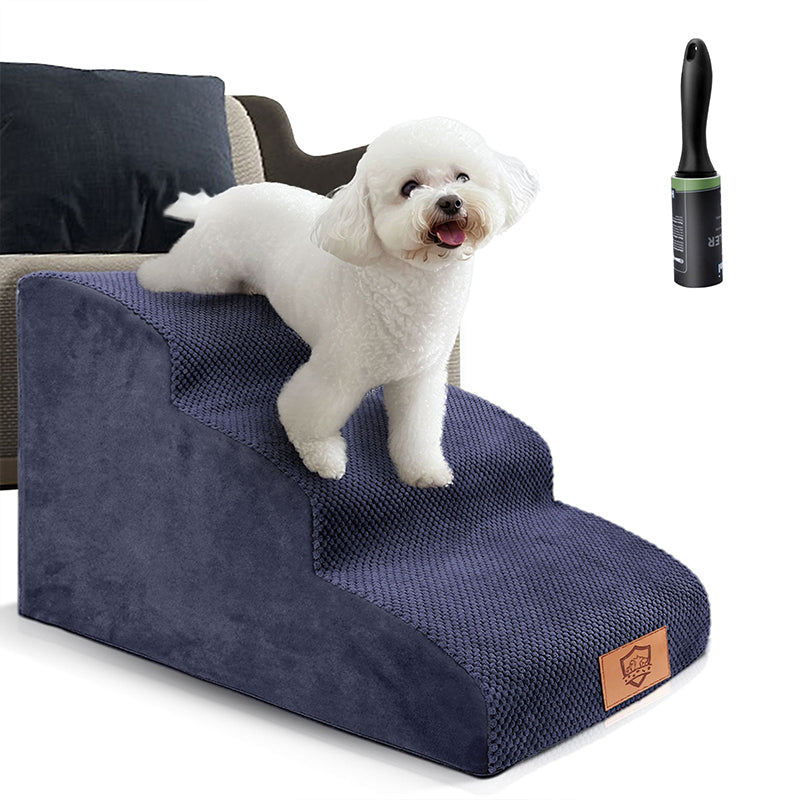 3 Tier Dog Stair, Foam Stair Navy Blue