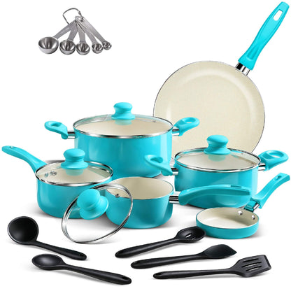 Blue Ceramic Nonstick Cookware Set