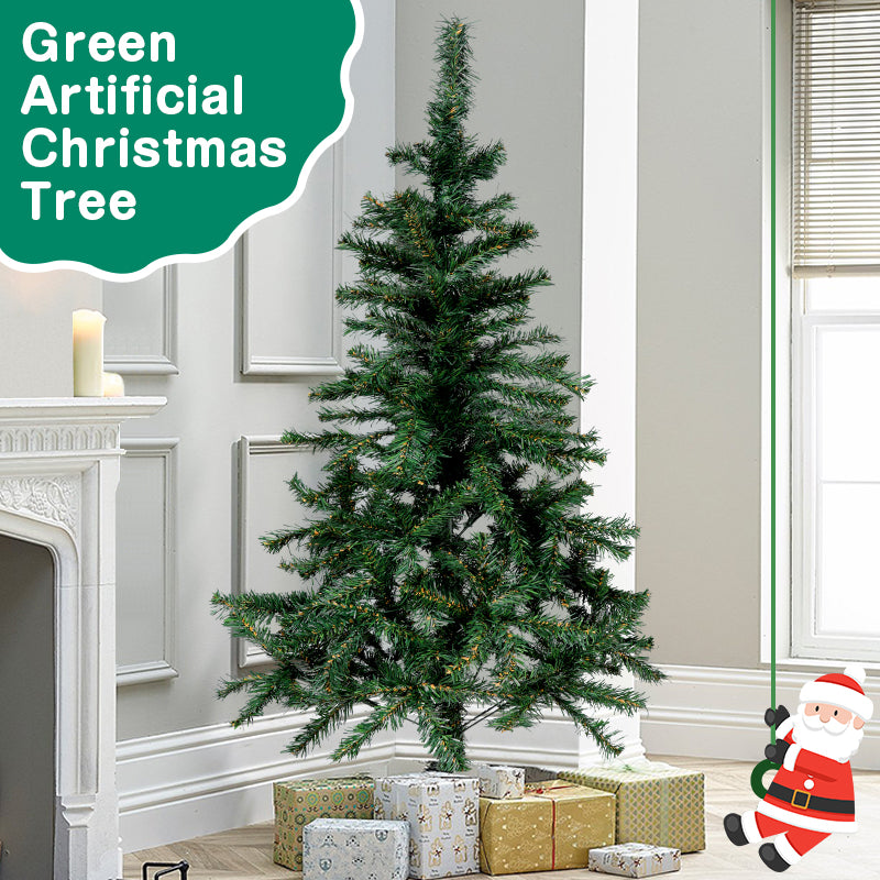 5ft Lifelike Green Spruce Artificial Christmas Tree with Foldable Stand - Perfect for Home, Office &amp; Mardi Gras Decor | No Lights Needed, Christmas Decor