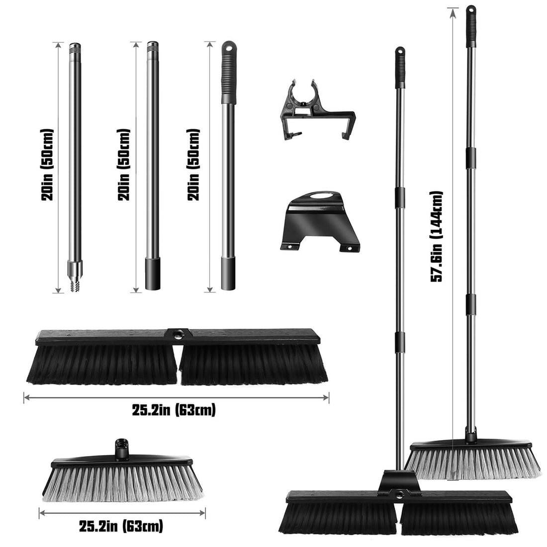 Masthome Outdoor Push Broom with Broom Head