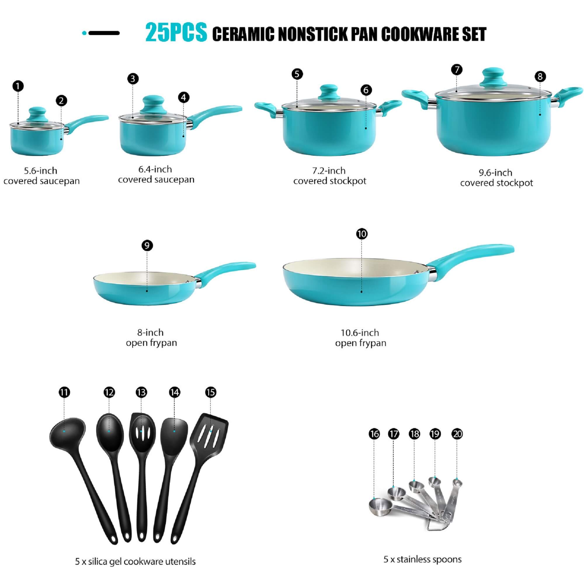 Topmart 20 Pieces Aluminum Nonstick Cookware HGCTFP37001-6C