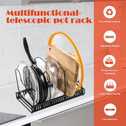 Masthome 7 Compartment Adjustable Pot and Pan Rack