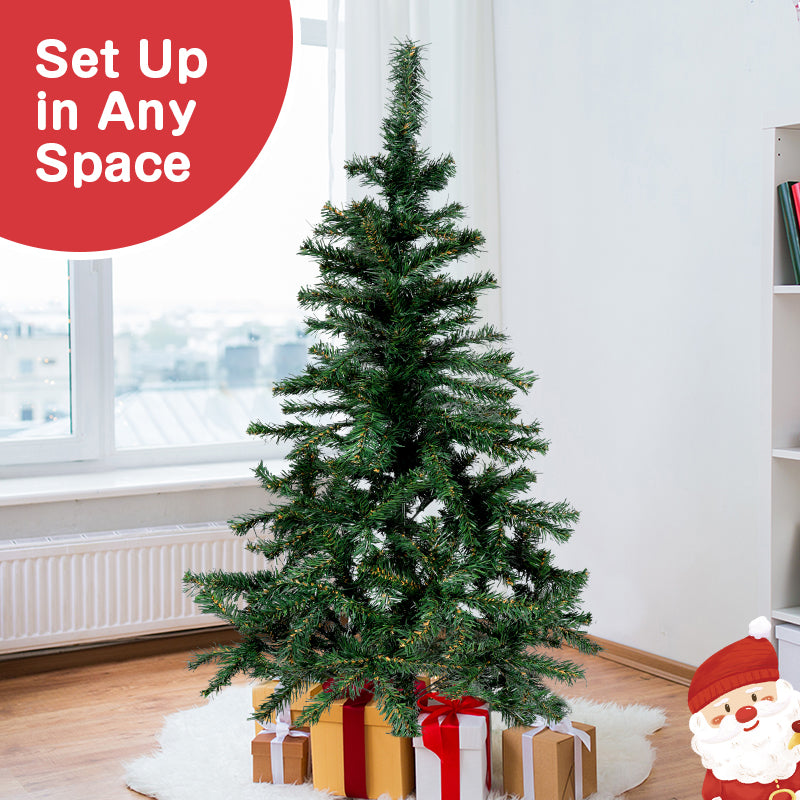 5ft Lifelike Green Spruce Artificial Christmas Tree with Foldable Stand - Perfect for Home, Office &amp; Mardi Gras Decor | No Lights Needed, Christmas Decor