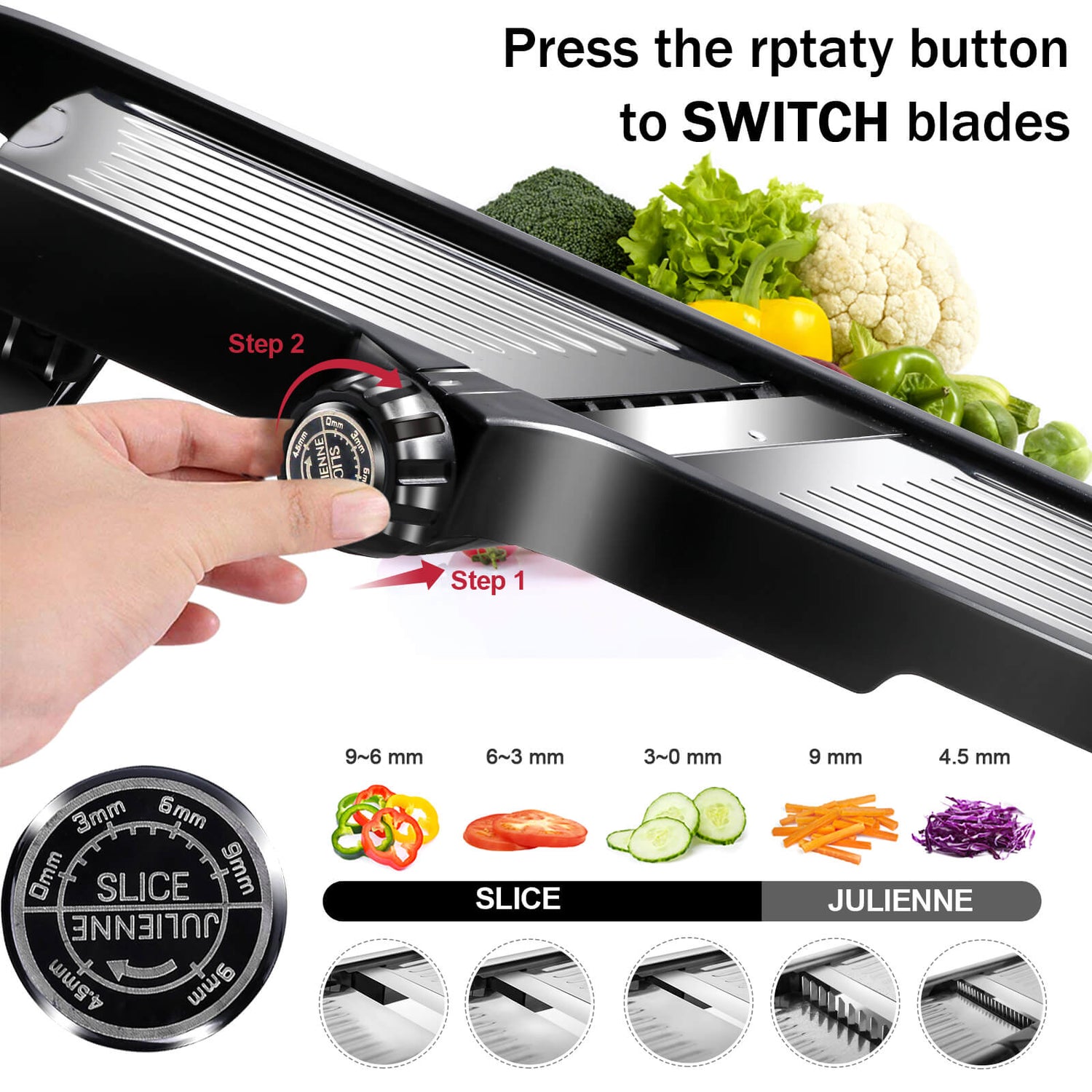 Mandolin Slicer For Kitchen And Vegetable Chopper, Adjustable
