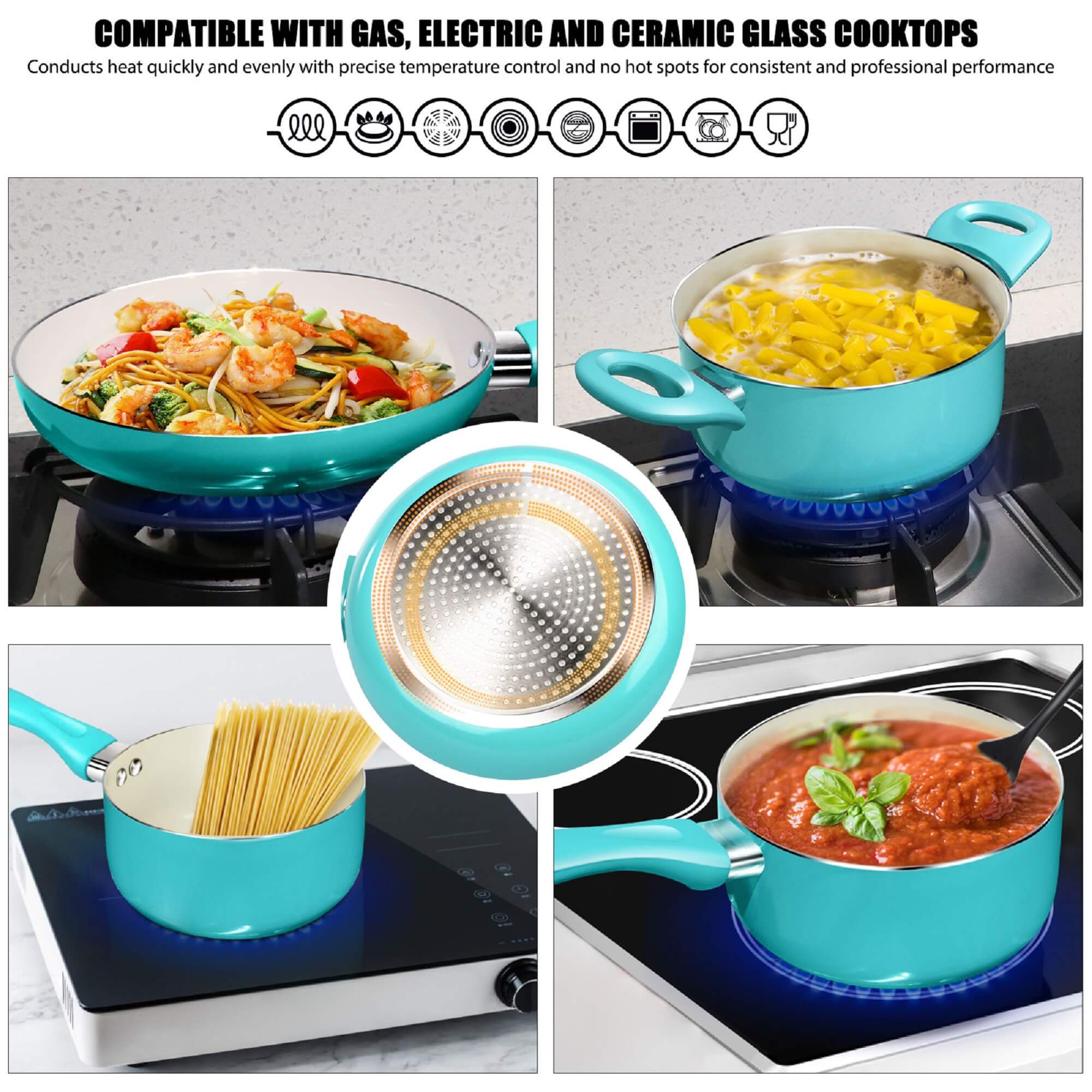 Masthome Ceramic Nonstick Cookware 6-Piece Set