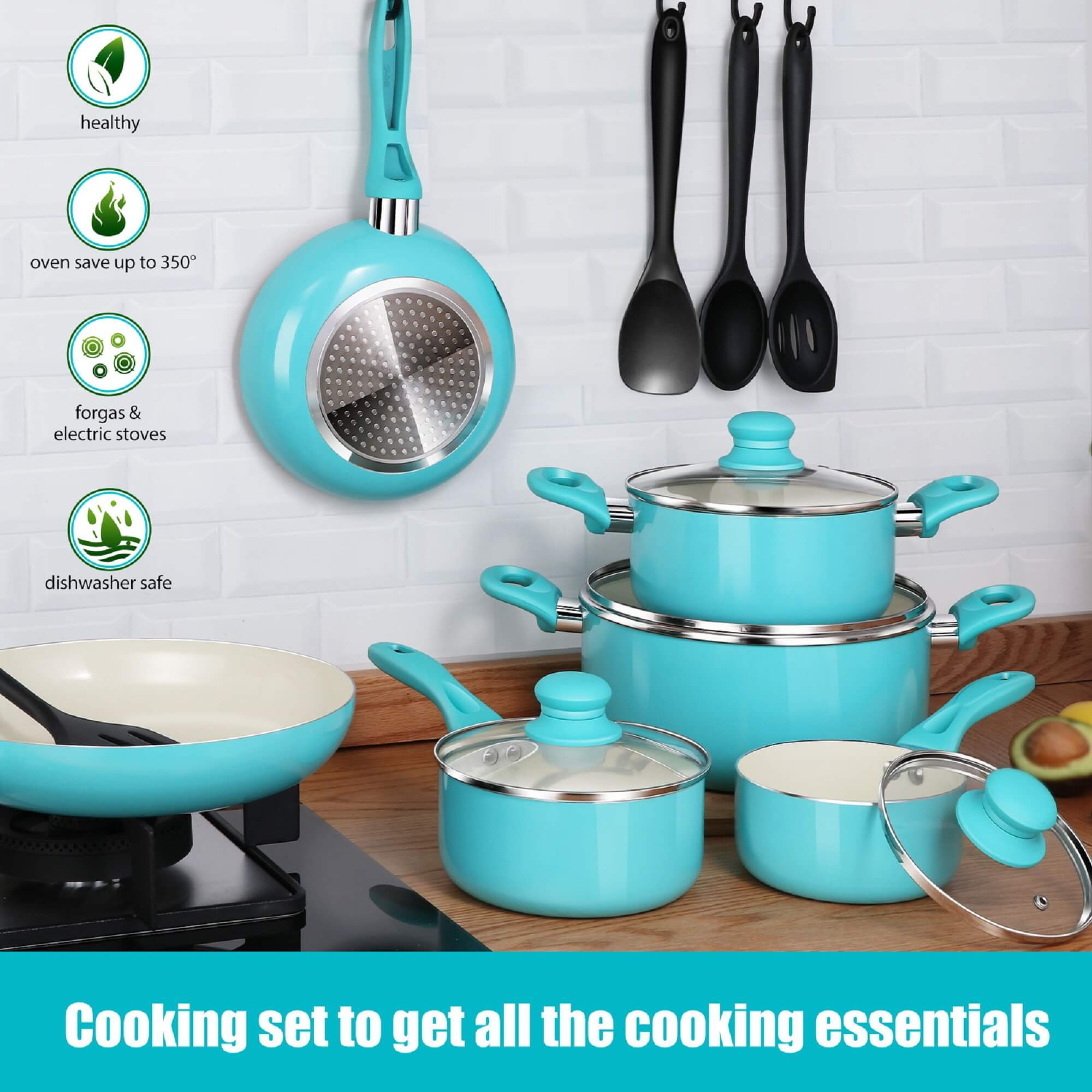 Topmart 20 Pieces Aluminum Nonstick Cookware HGCTFP37001-6C