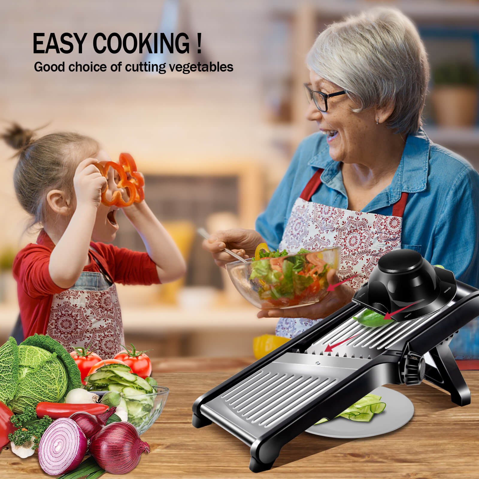 Masthome Mandoline Slicer Stainless Steel Adjustable Blade