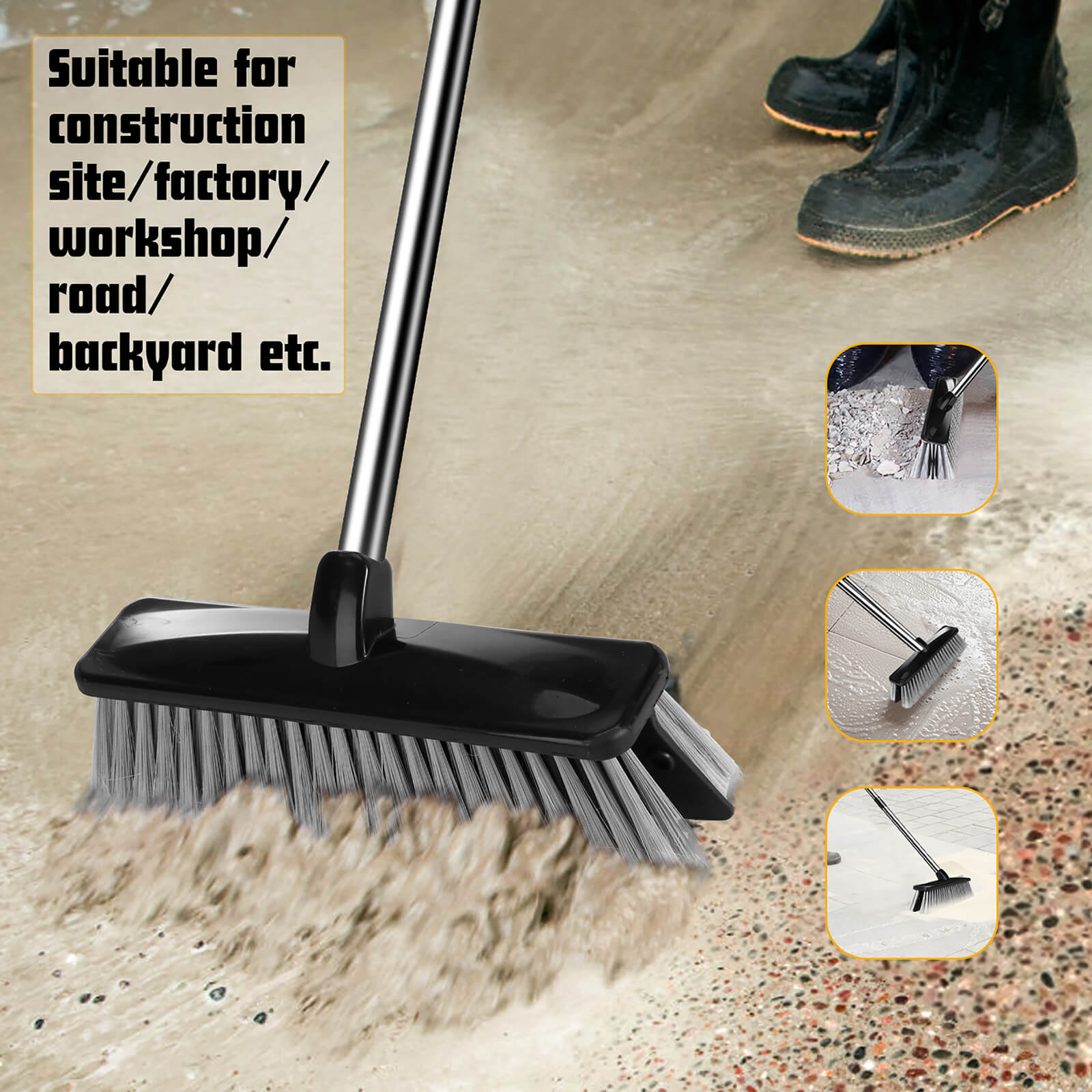 Masthome Outdoor Push Broom with Broom Head