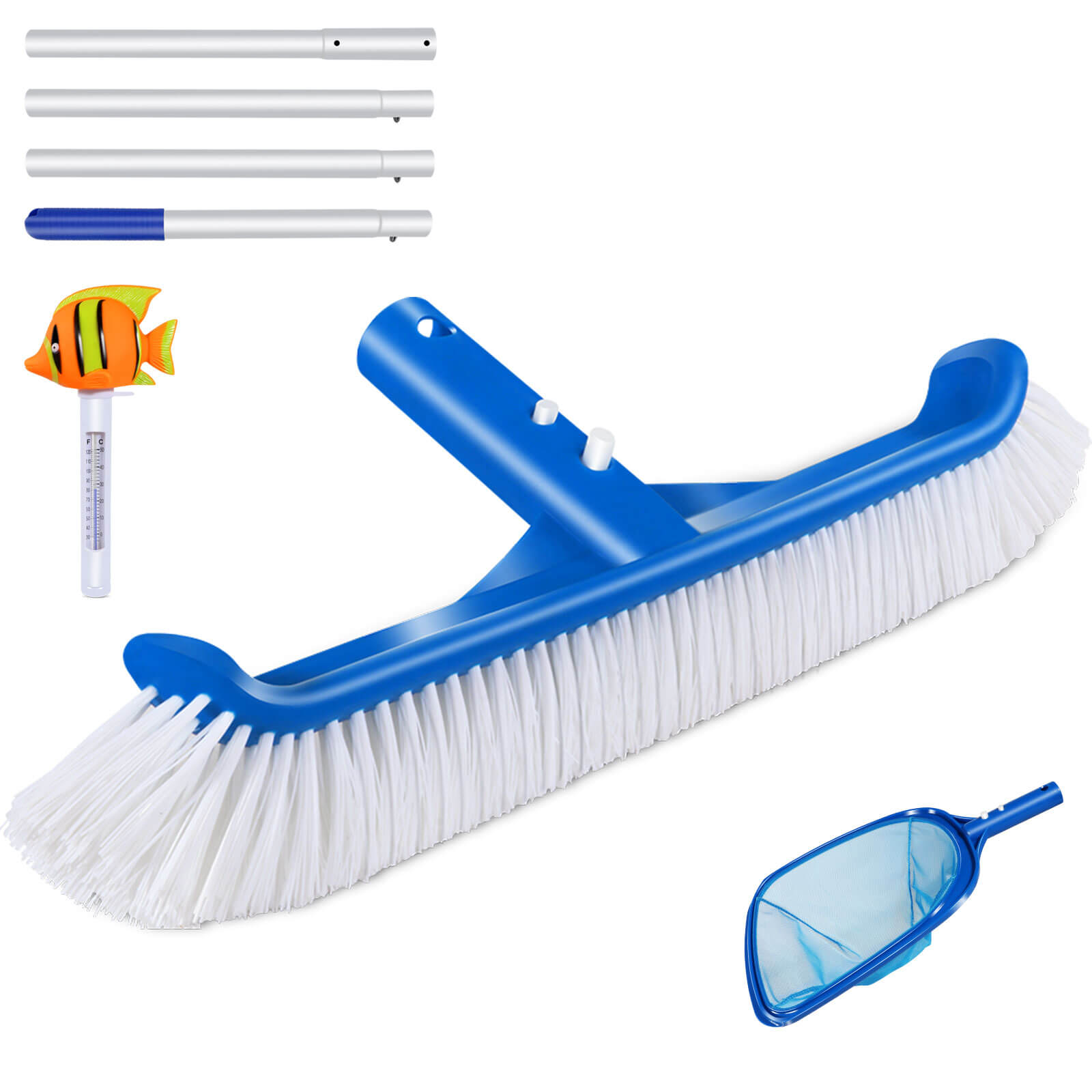 Masthome Pool Cleaning Kit (Pool Brush, Pool Skimmer Net, Floating Pool Thermometer)