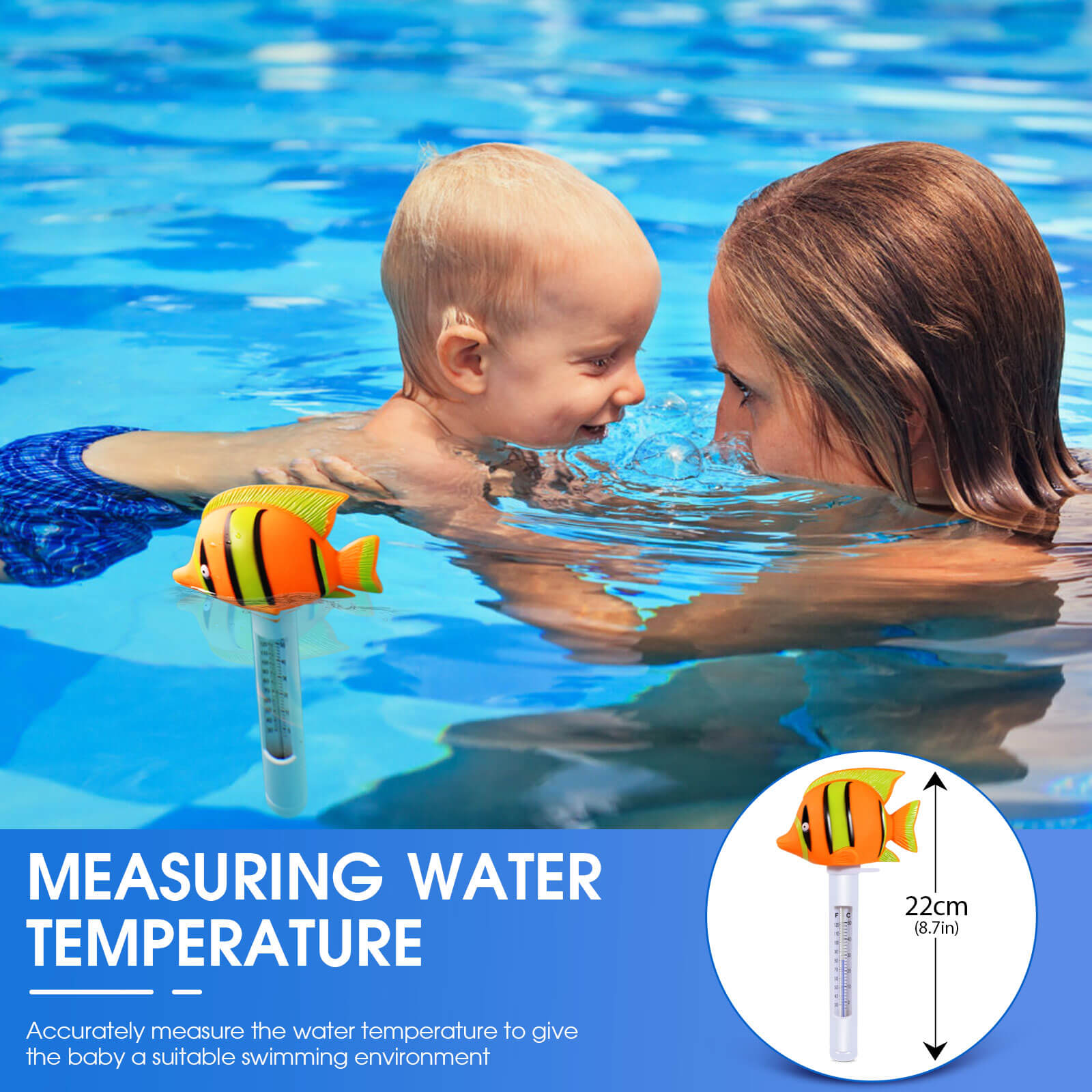 Masthome Pool Cleaning Kit (Pool Brush, Pool Skimmer Net, Floating Pool Thermometer)