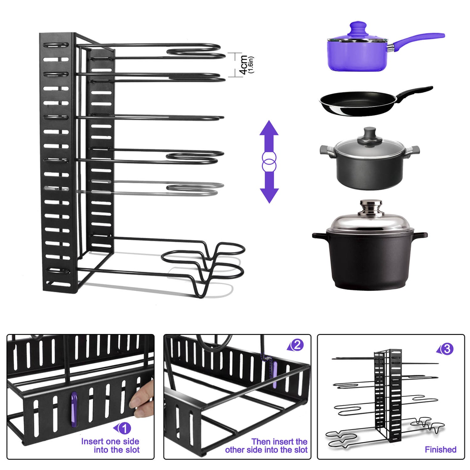 Masthome Pot Rack Organizers for Kitchen Cabinet Countertop