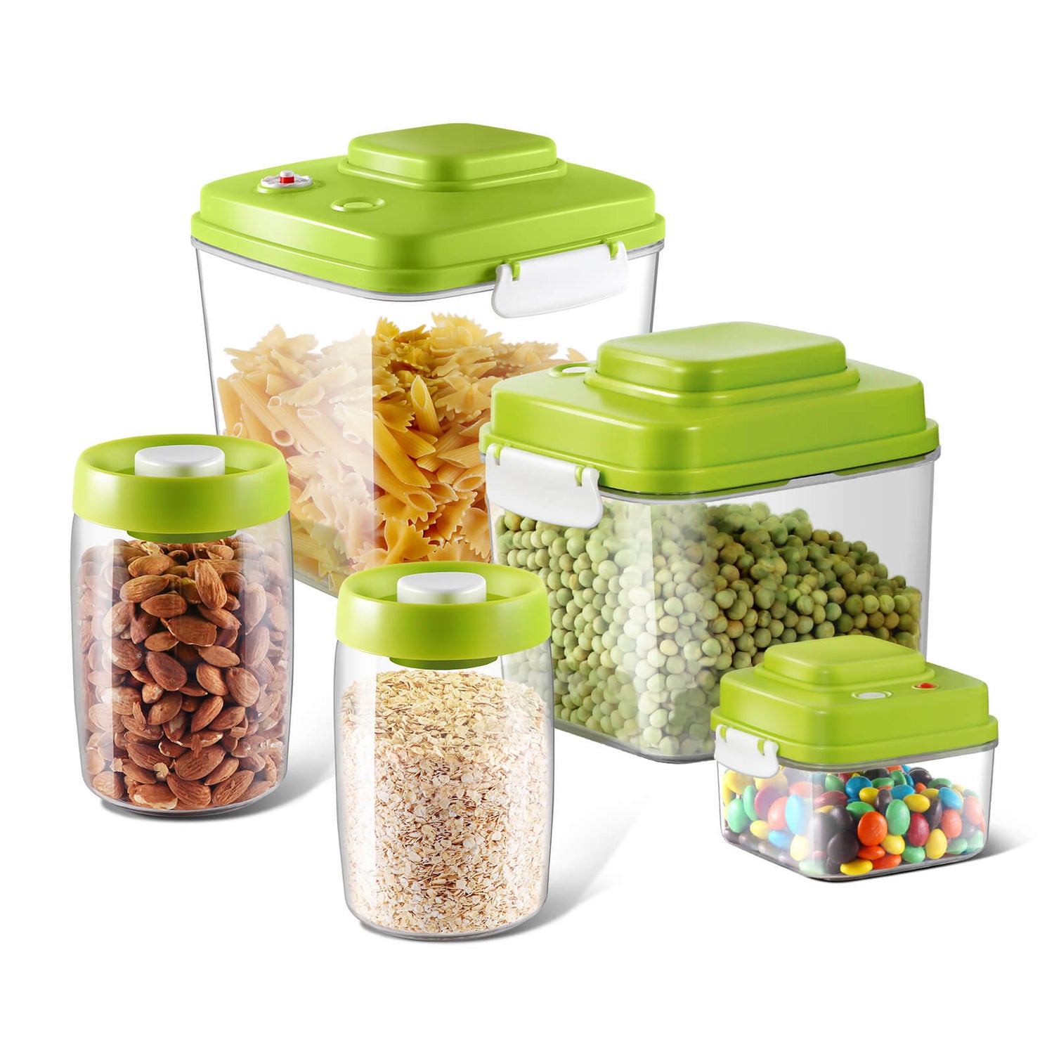 5 pcs Airtight Glass Kitchen Canisters with Glass Lids, Glass Food Storage  Jars