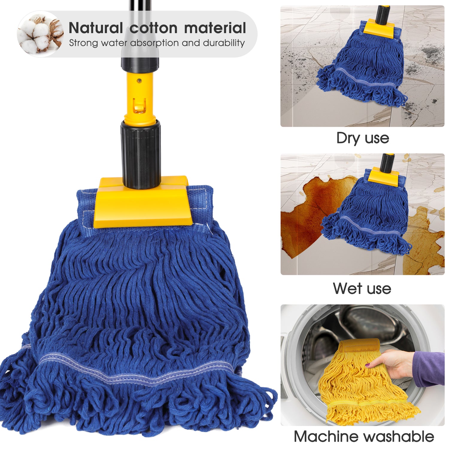 Commerical Mop, Heavy Dust Mop Yellow and Blue