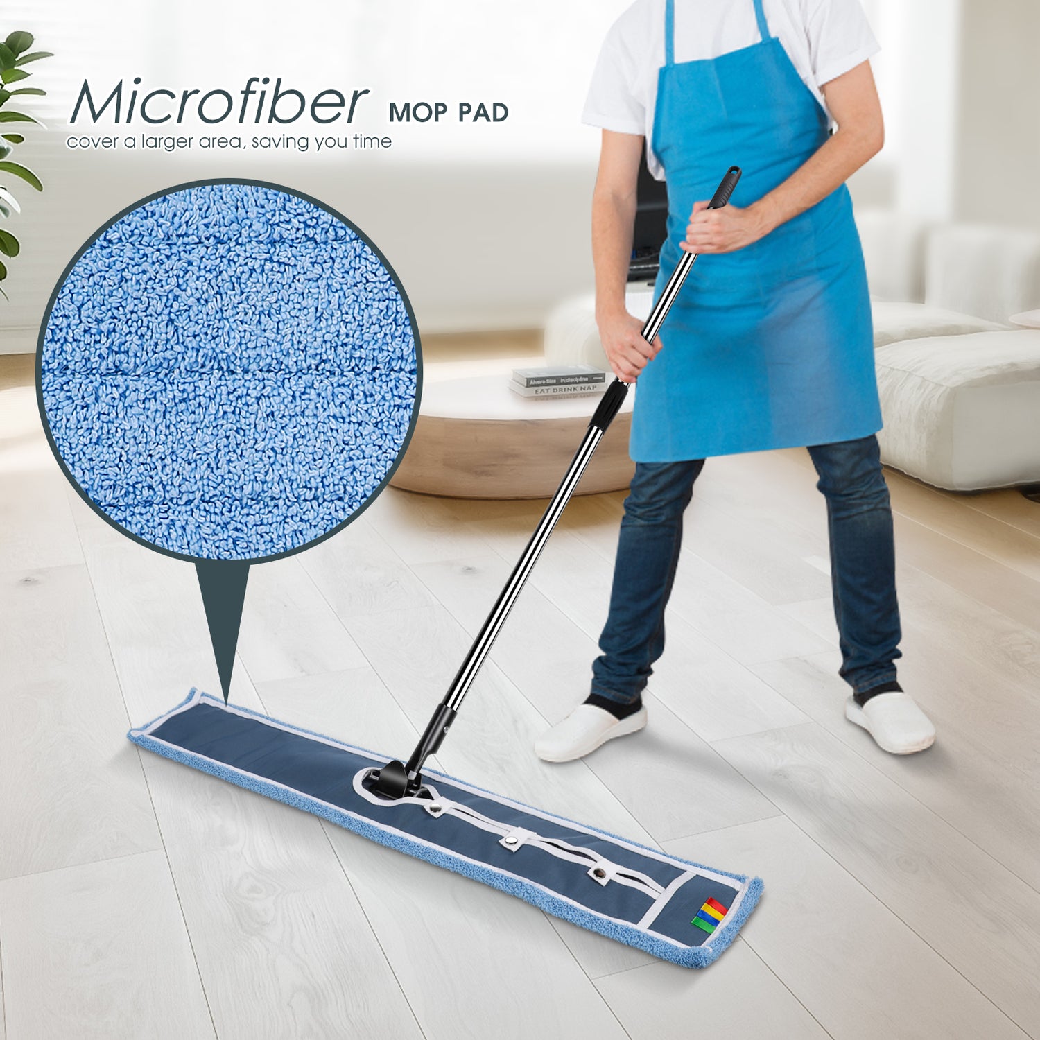 Industrial mop, Commercial Mop Suitable for Hospitals and Shopping Malls, Large Floor Mop with 3 pads