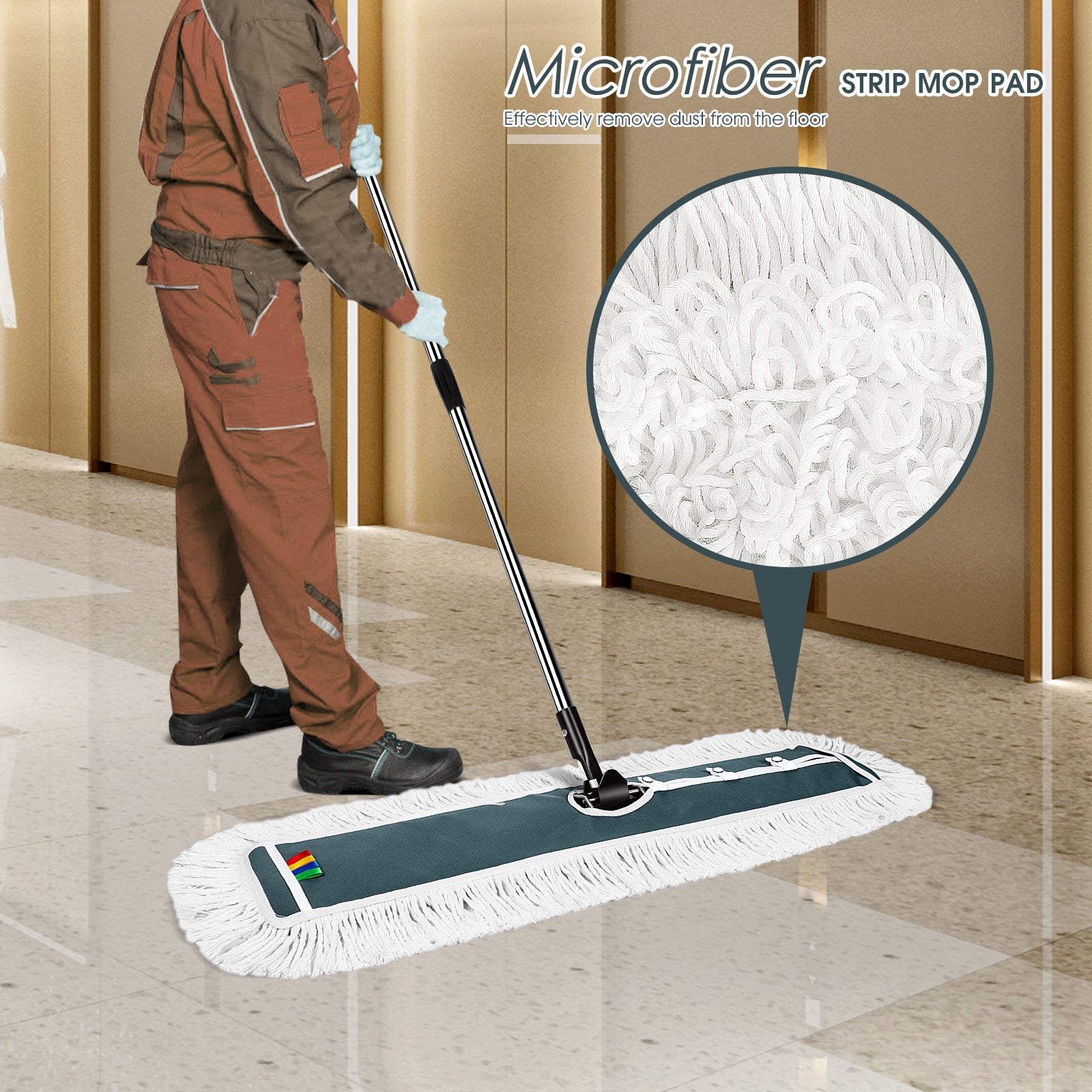 Industrial mop, Commercial Mop Suitable for Hospitals and Shopping Malls, Large Floor Mop with 3 pads