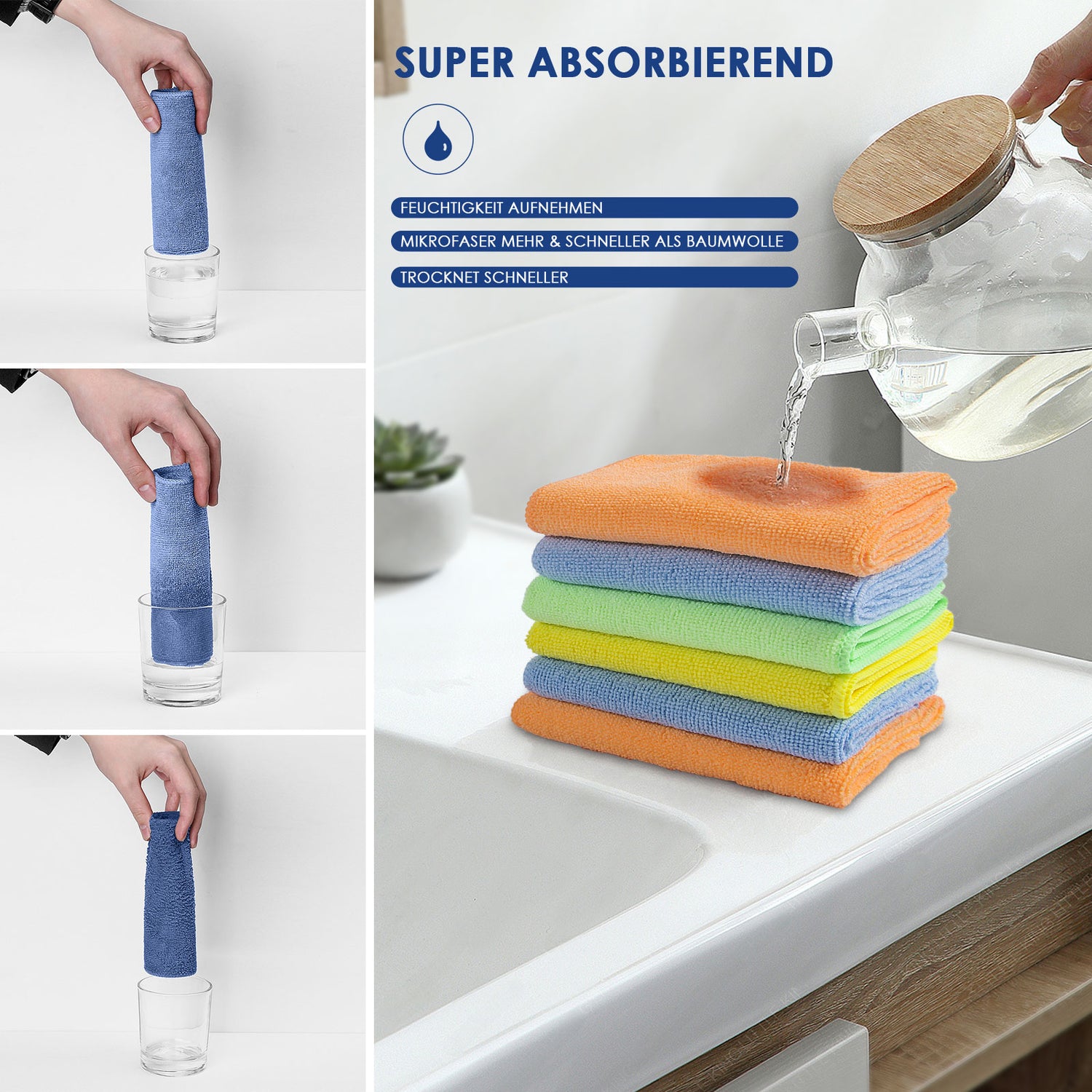 Masthome Microfiber Dust Cleaning Cloth 4 Colors - 48PCS