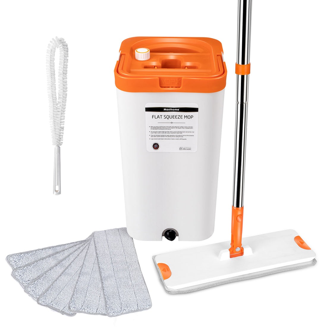 Masthome Sewage Separate Floor Flat Mop - 6 Mop Pads