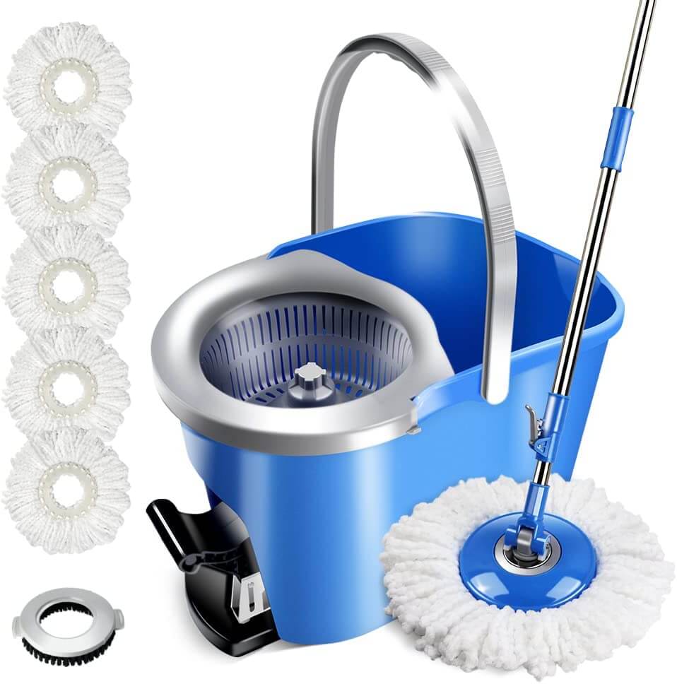 Masthome Spin Mop and Bucket with 5 Mop Pads Refills